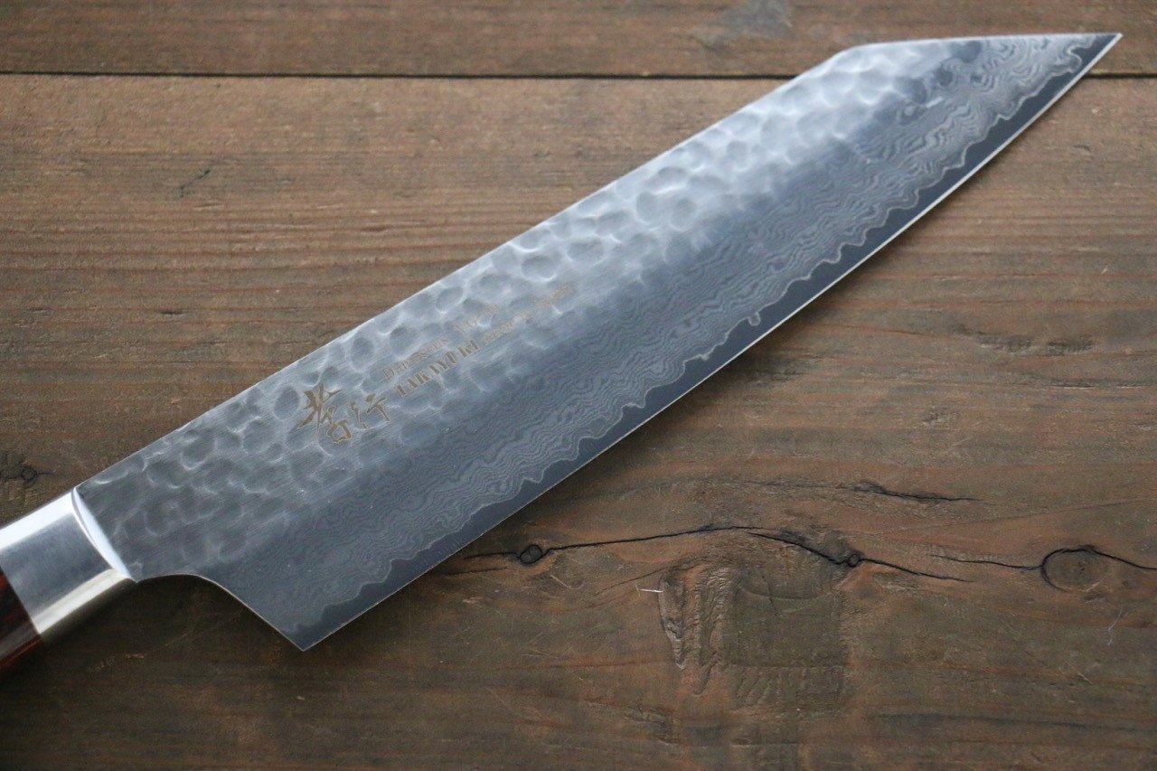 堺 孝行 VG10 33層 ダマスカス 切付牛刀包丁 190mm マホガニー柄 - 清助刃物