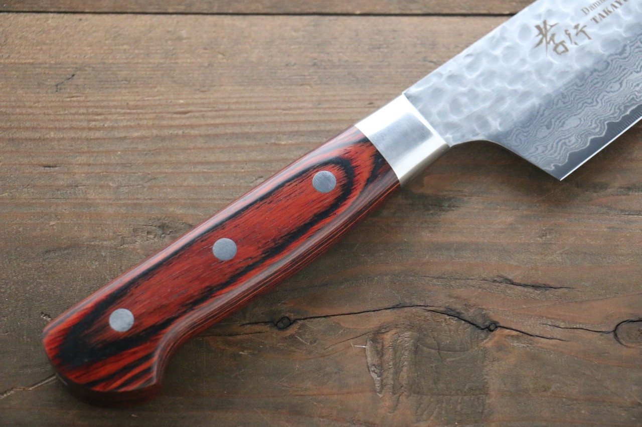 堺 孝行 VG10 33層 ダマスカス 切付牛刀包丁 190mm マホガニー柄 - 清助刃物