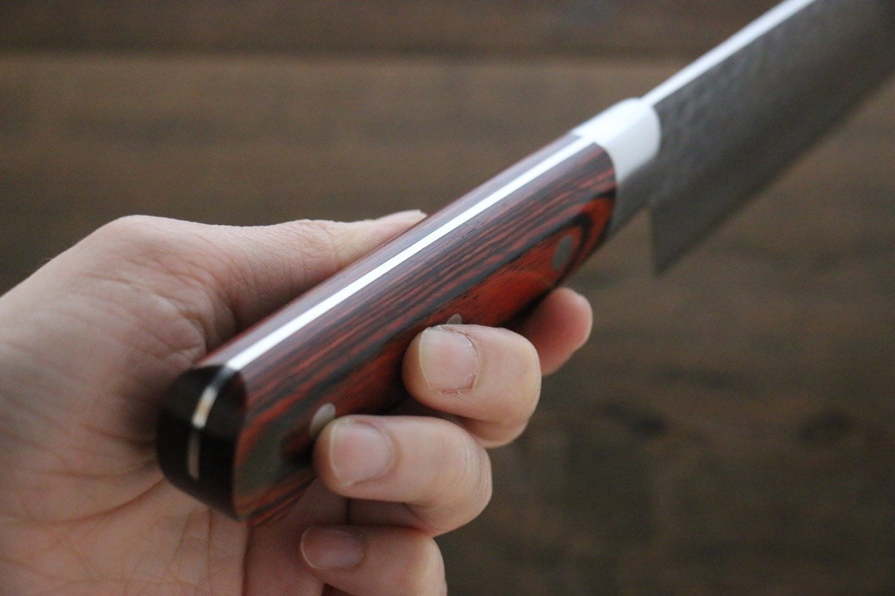 堺 孝行 VG10 33層 ダマスカス 切付牛刀包丁 190mm マホガニー柄 - 清助刃物