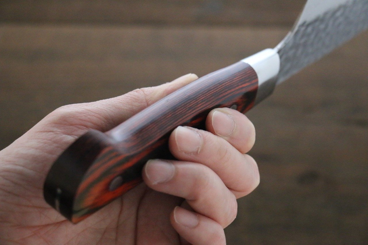 堺 孝行 VG10 33層 ダマスカス 切付牛刀包丁 190mm マホガニー柄 - 清助刃物