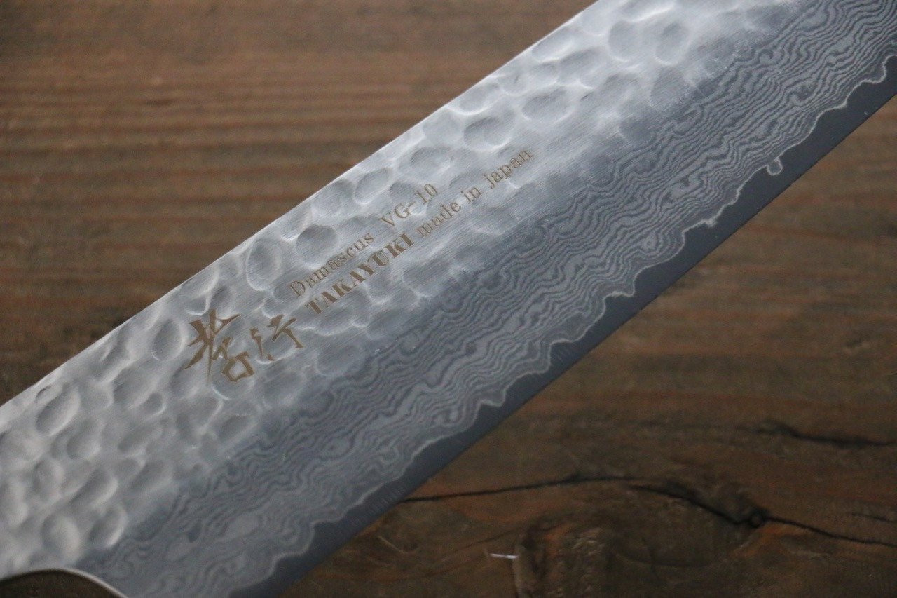 堺 孝行 VG10 33層 ダマスカス 切付牛刀包丁 190mm マホガニー柄 - 清助刃物