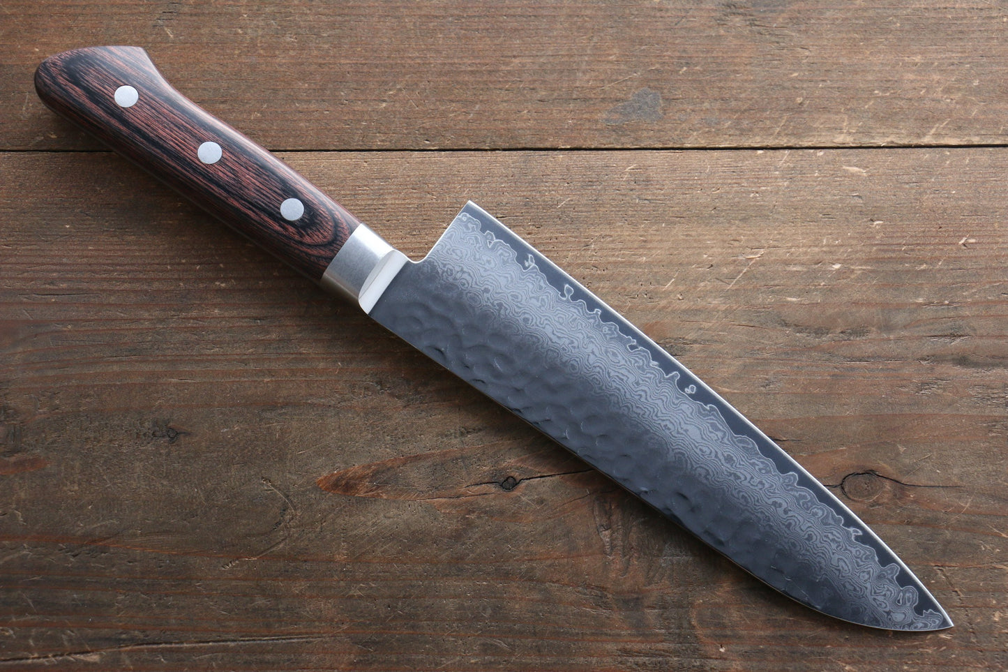 清助 VG10 33層 ダマスカス 三徳包丁 180mm マホガニー柄 鞘付き - 清助刃物