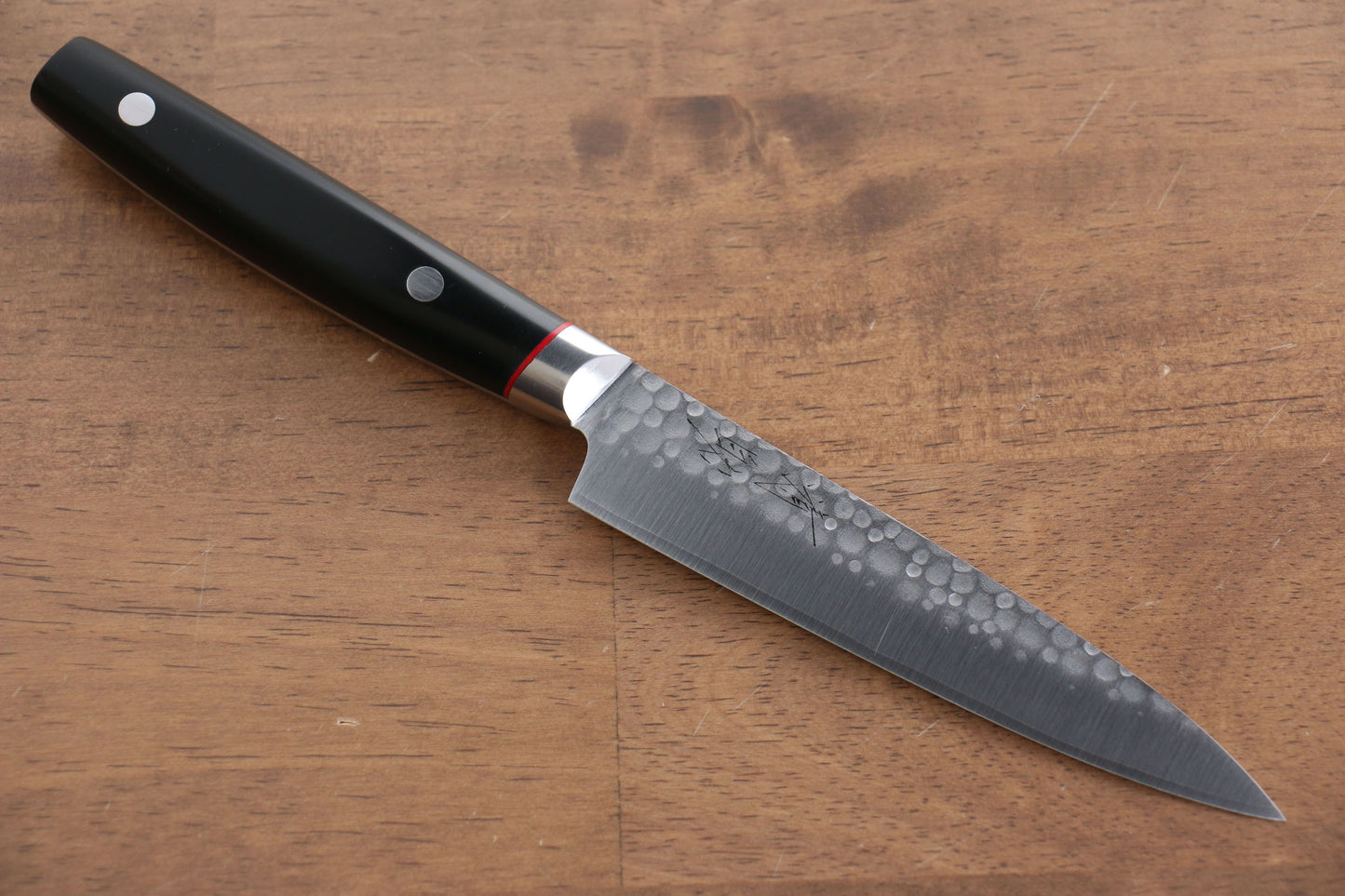 清助 PRO-J V金10号 鎚目 ペティーナイフ 120mm 黒マイカルタ柄 - 清助刃物
