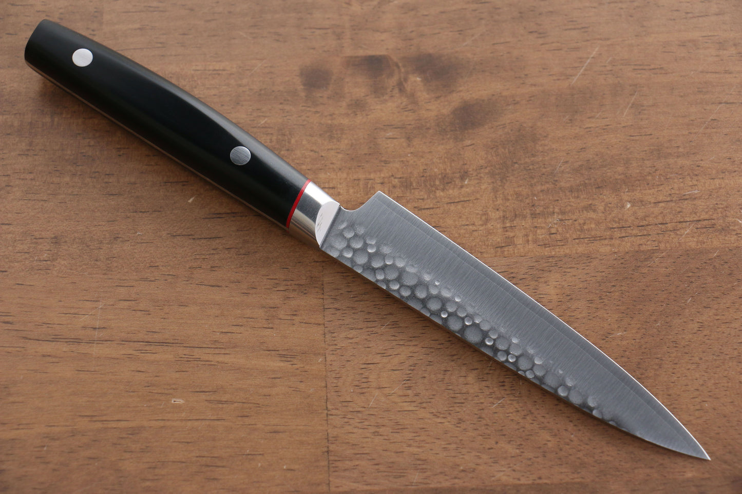 清助 PRO-J V金10号 鎚目 ペティーナイフ 120mm 黒マイカルタ柄 - 清助刃物