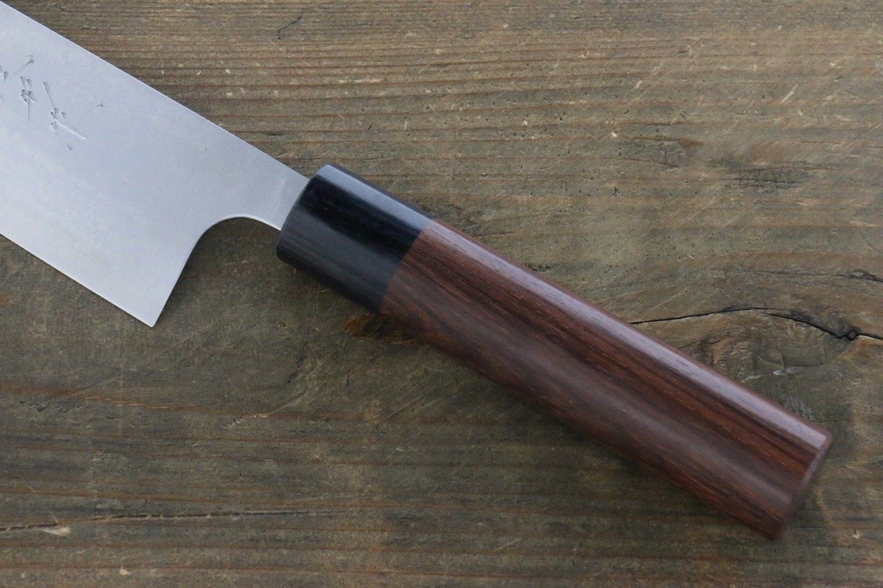 尾形 峻吾 白ニ鋼 ダマスカス 三徳包丁 165mm 紫檀柄 - 清助刃物