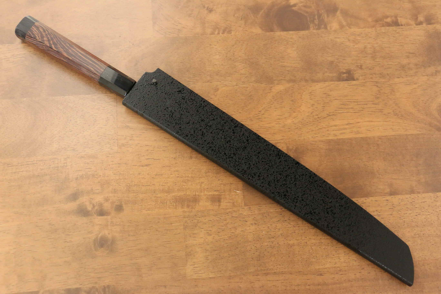 堺 孝行 銀龍 本焼 スウェーデン鋼 鏡面仕上げ 先丸柳刃包丁 300mm ウェンジ(両側水牛リング付き)柄 鞘付き - 清助刃物