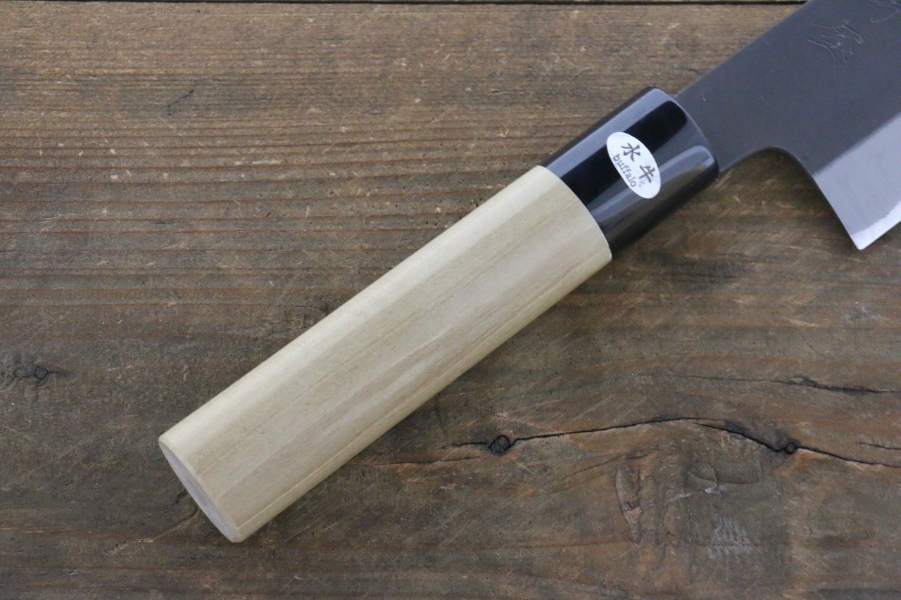 Mutsumi Hinoura White Steel Kurouchi Finished Santoku Japanese Chef Knife 165mm - 清助刃物