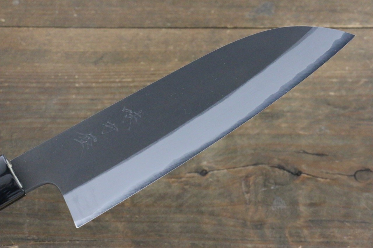 Mutsumi Hinoura White Steel Kurouchi Finished Santoku Japanese Chef Knife 165mm - 清助刃物