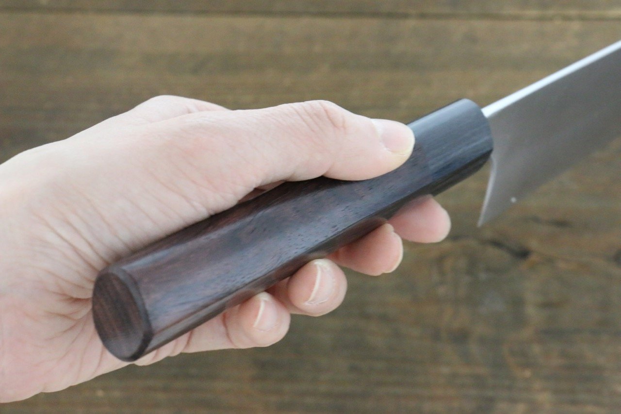 尾形 峻吾 白ニ鋼 ダマスカス 文化包丁 165mm 紫檀柄 - 清助刃物