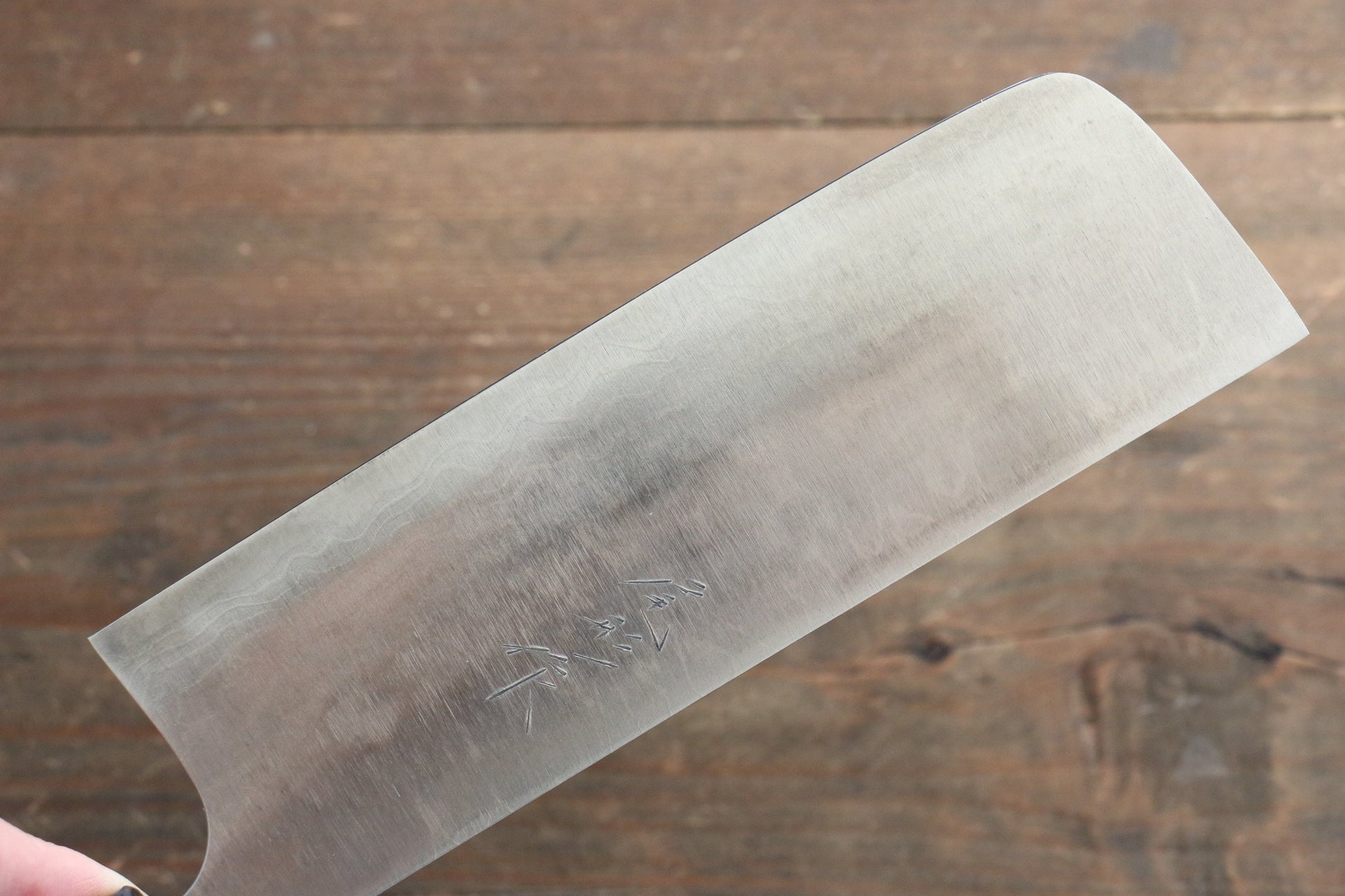 尾形 峻吾 白ニ鋼 ダマスカス 菜切包丁  165mm 紫檀柄 - 清助刃物