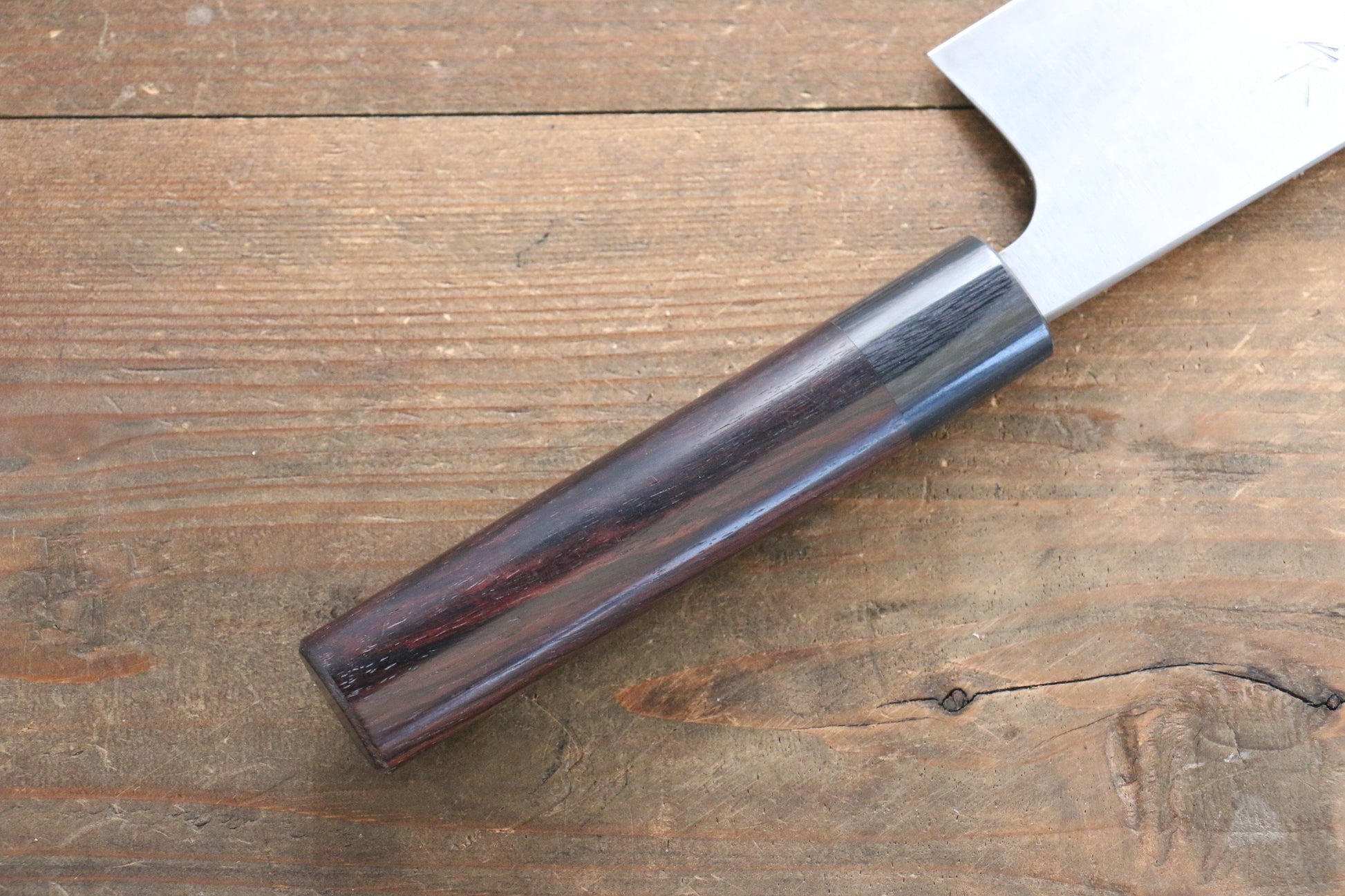 尾形 峻吾 白ニ鋼 ダマスカス 菜切包丁  165mm 紫檀柄 - 清助刃物