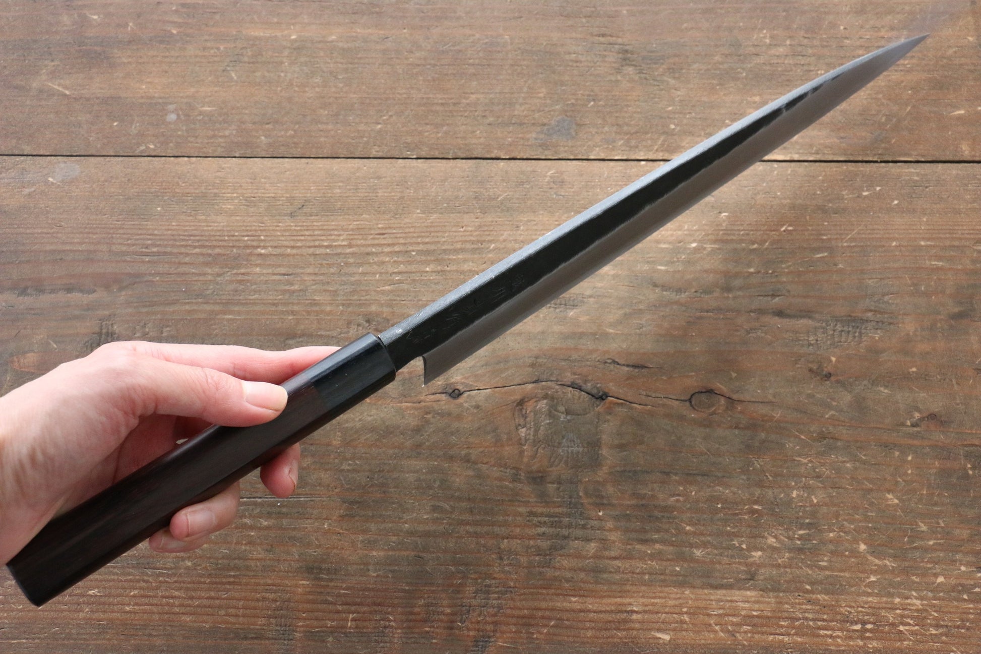 岩井 貴行 青ニ鋼 黒打 柳刃包丁  270mm 紫檀柄 - 清助刃物