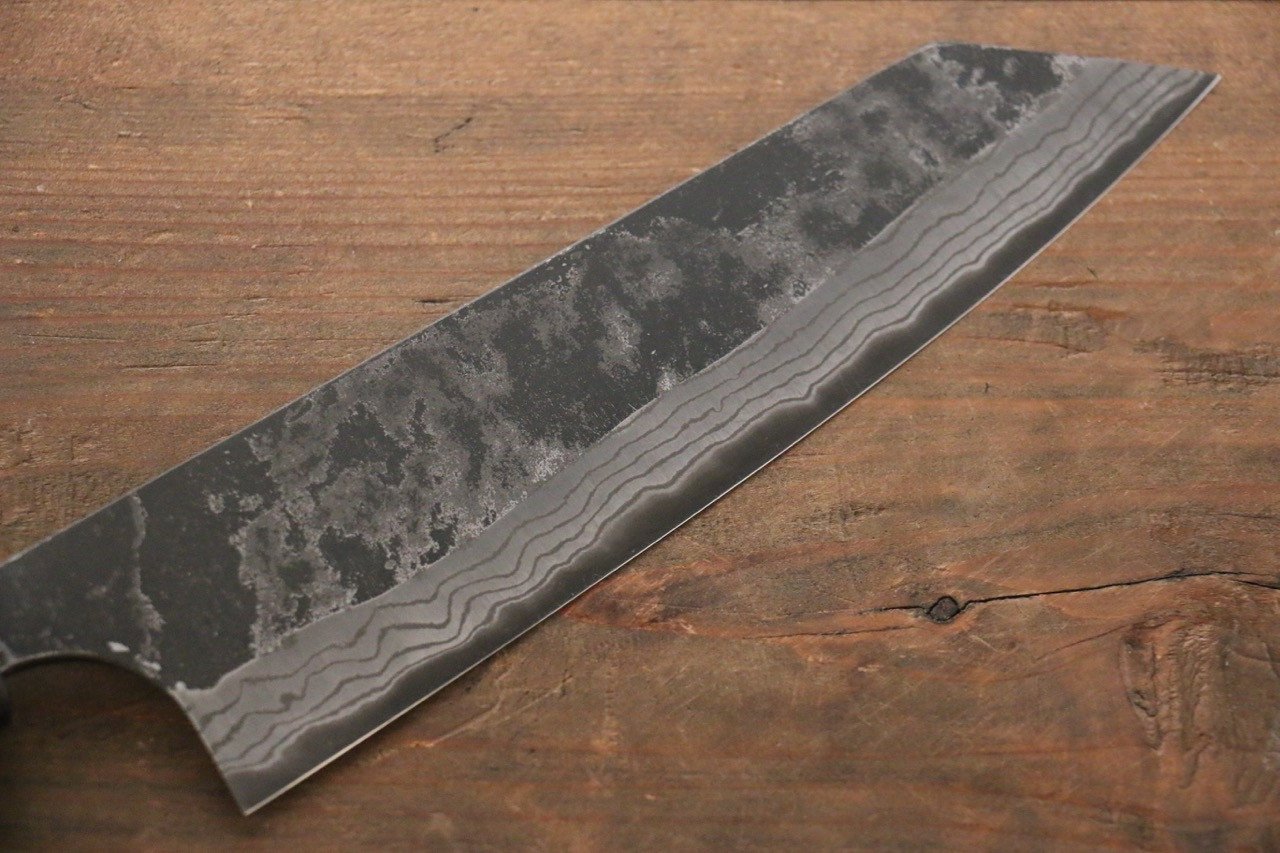 尾形 峻吾 白ニ鋼 黒打 ダマスカス 文化包丁  180mm 紫檀柄 - 清助刃物