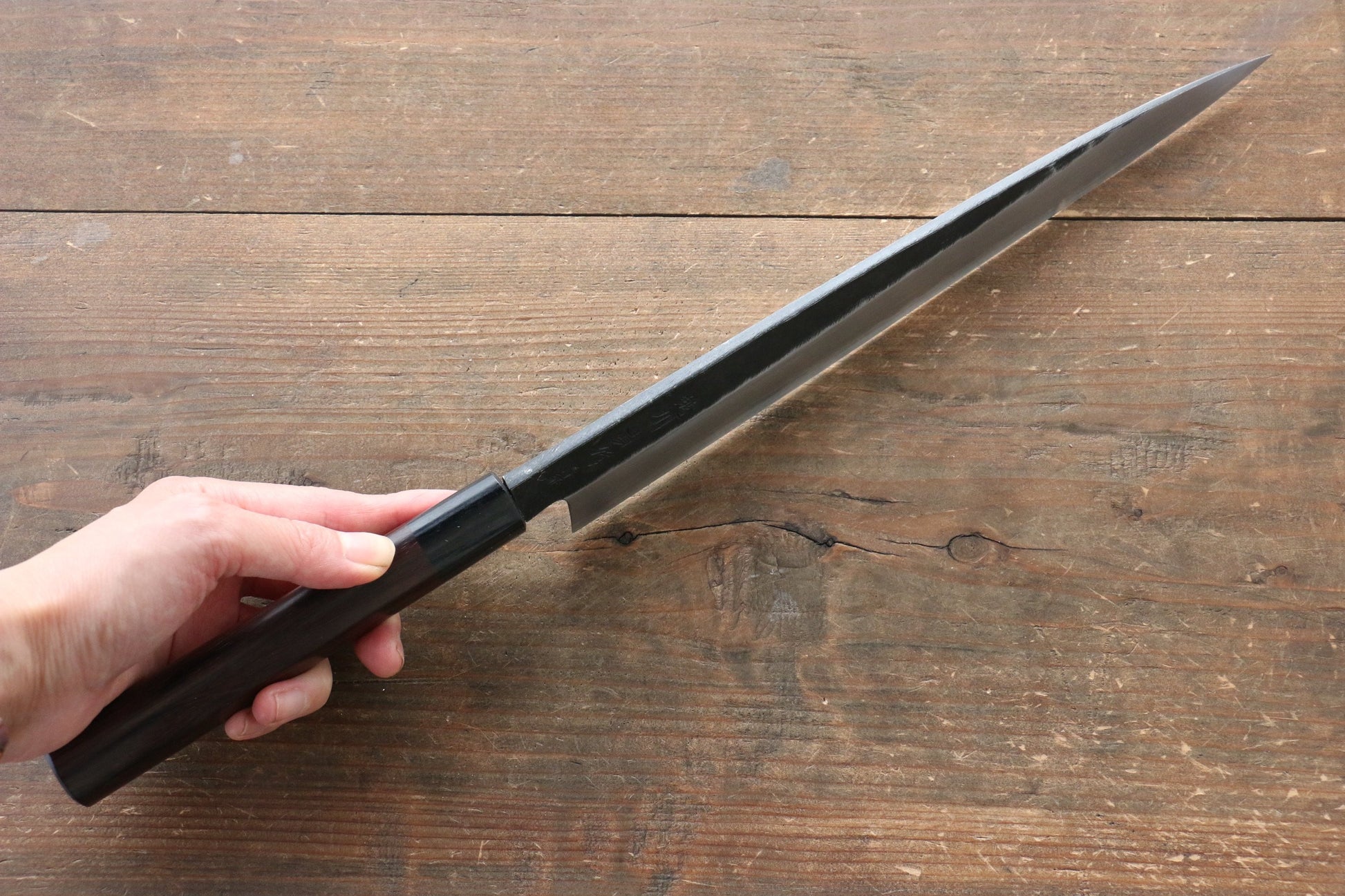 岩井 貴行 青ニ鋼 黒打 柳刃包丁  270mm 紫檀柄 - 清助刃物