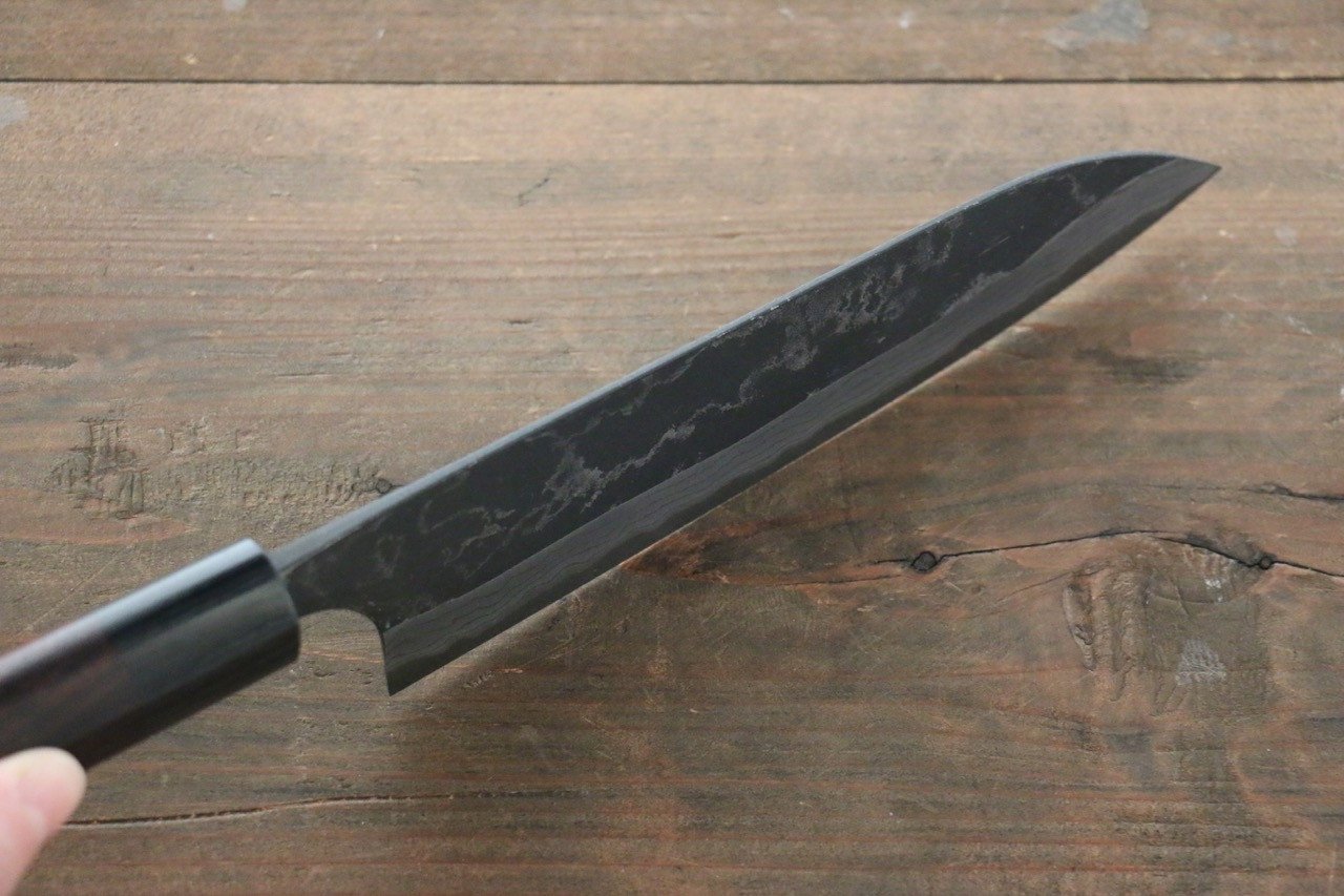 尾形 峻吾 白ニ鋼 黒打 ダマスカス 三徳包丁  180mm 紫檀柄 - 清助刃物