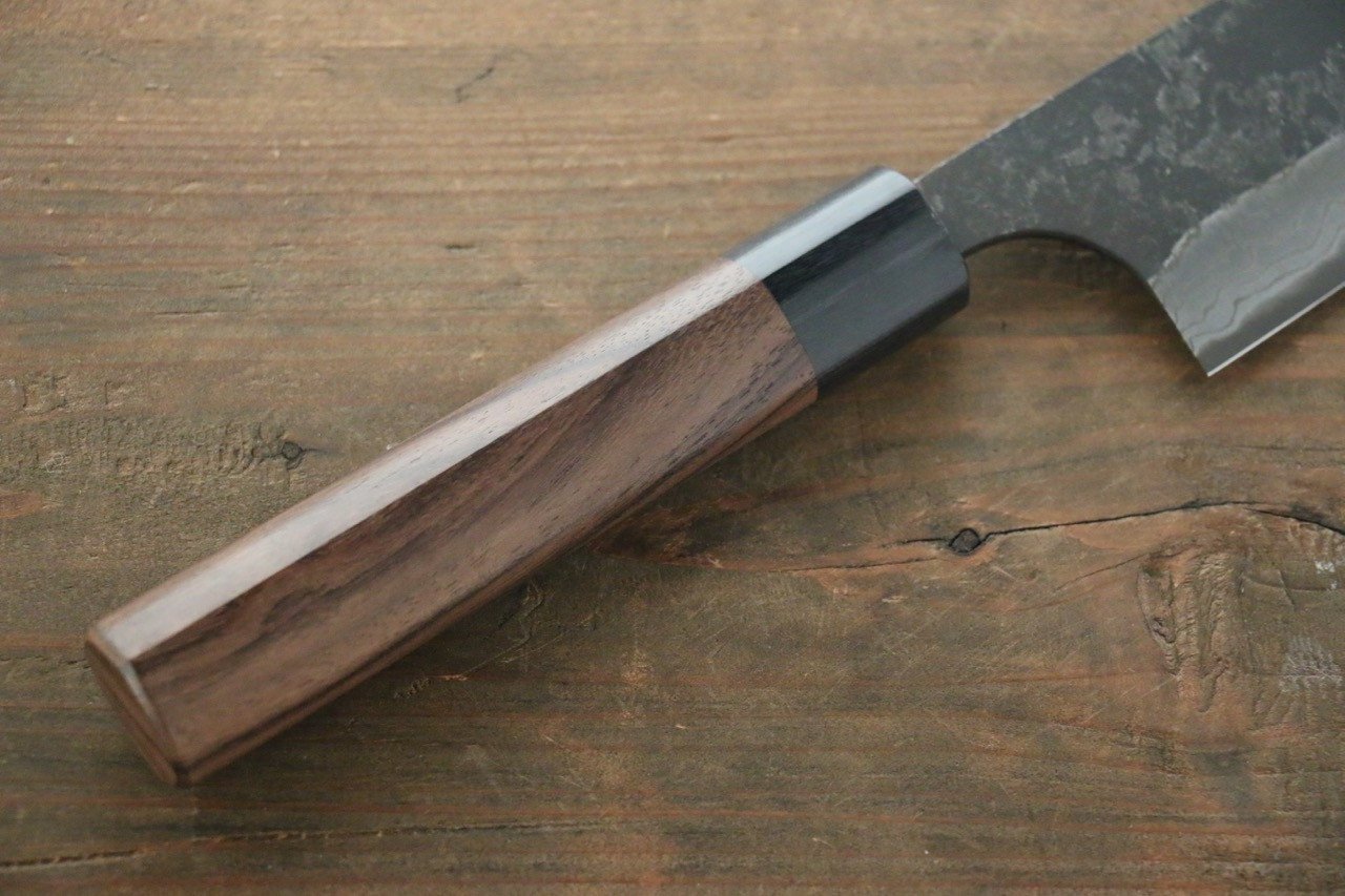 尾形 峻吾 白ニ鋼 黒打 ダマスカス 牛刀包丁  210mm 紫檀柄 - 清助刃物