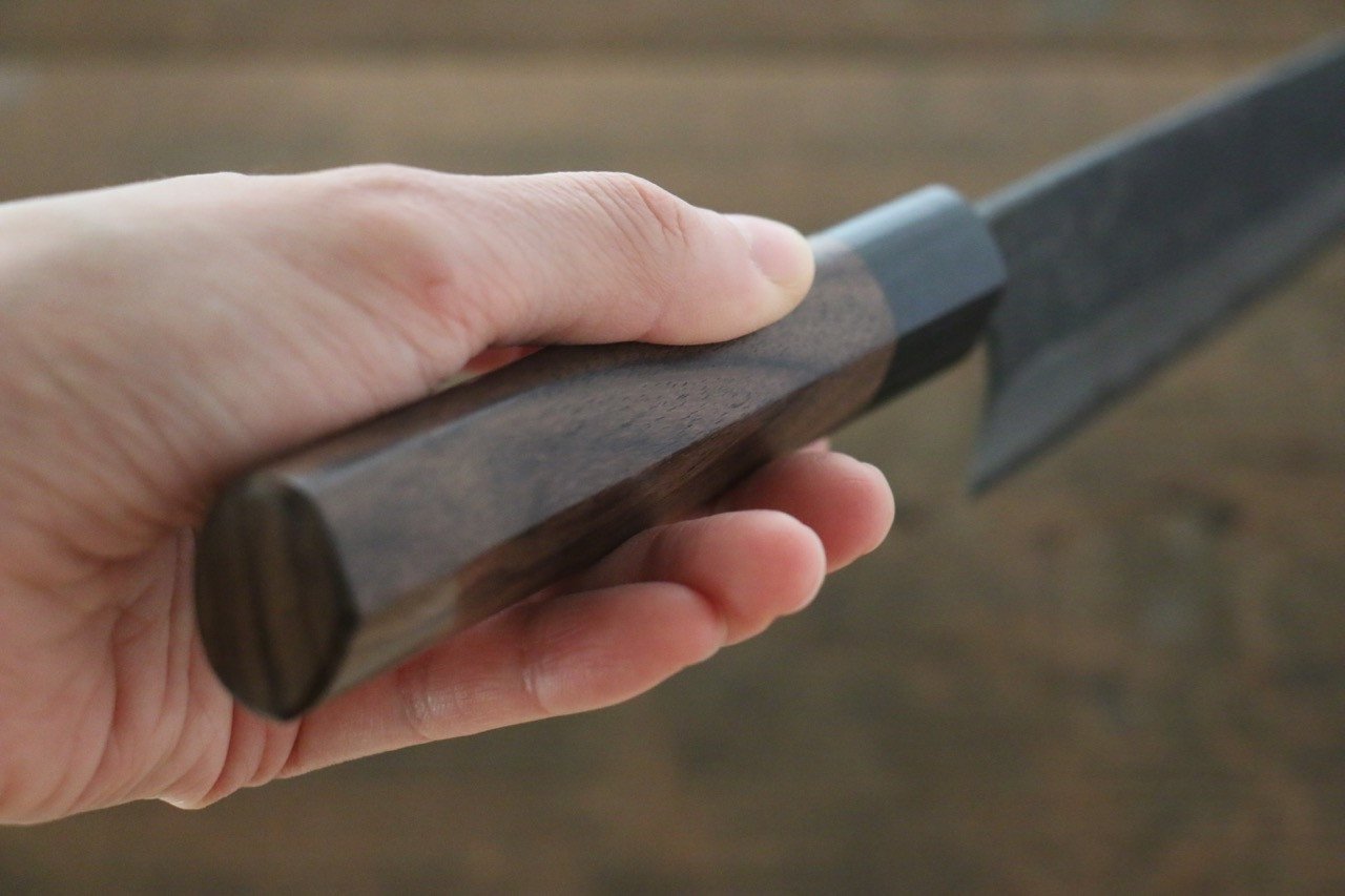 尾形 峻吾 白ニ鋼 黒打 ダマスカス 牛刀包丁  210mm 紫檀柄 - 清助刃物