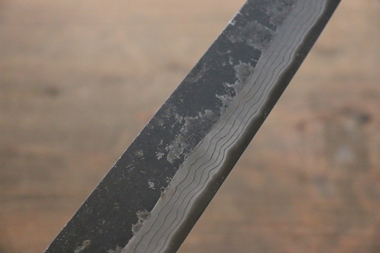 尾形 峻吾 白ニ鋼 黒打 ダマスカス 筋引包丁  240mm 紫檀柄 - 清助刃物