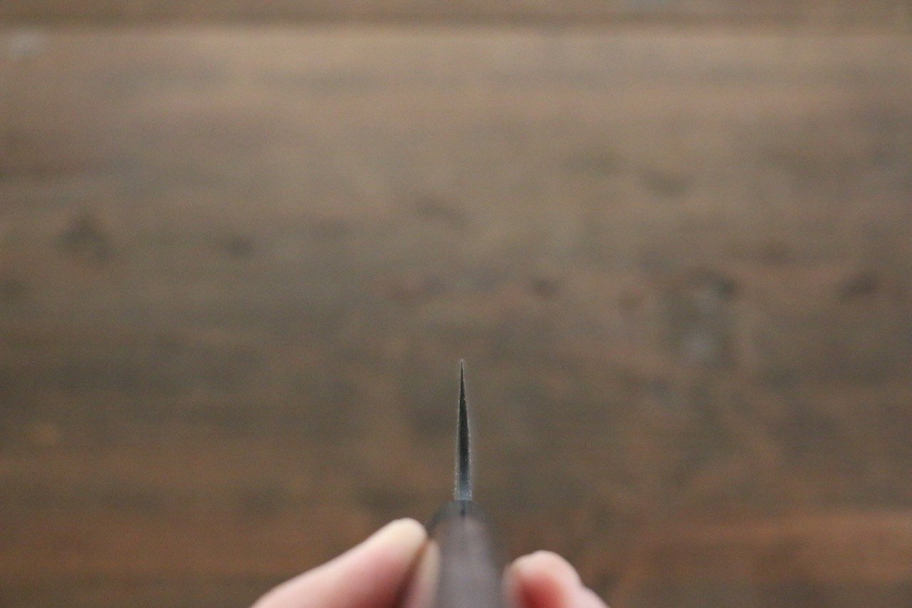 尾形 峻吾 白ニ鋼 黒打 ダマスカス 筋引包丁  240mm 紫檀柄 - 清助刃物