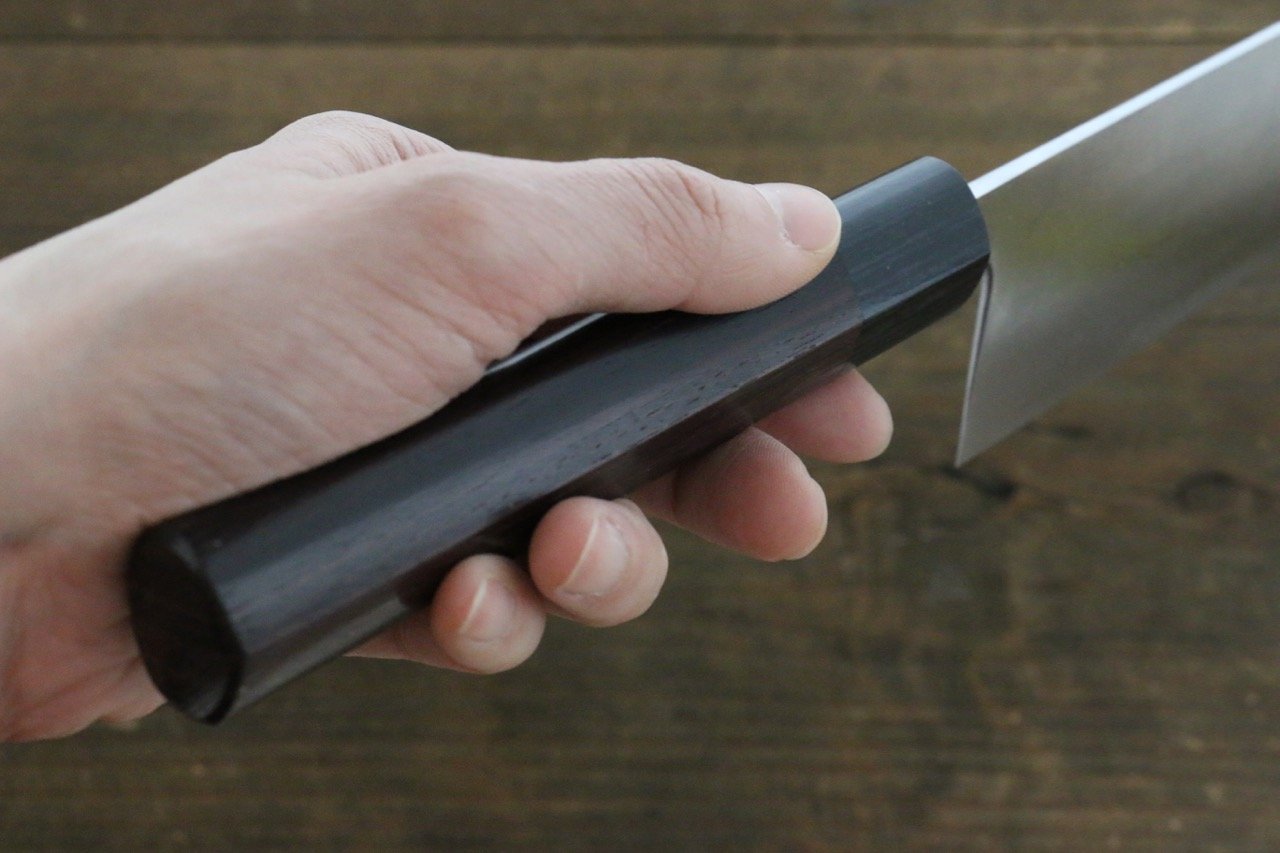 尾形 峻吾 白ニ鋼 ダマスカス 牛刀包丁  210mm 紫檀柄 - 清助刃物