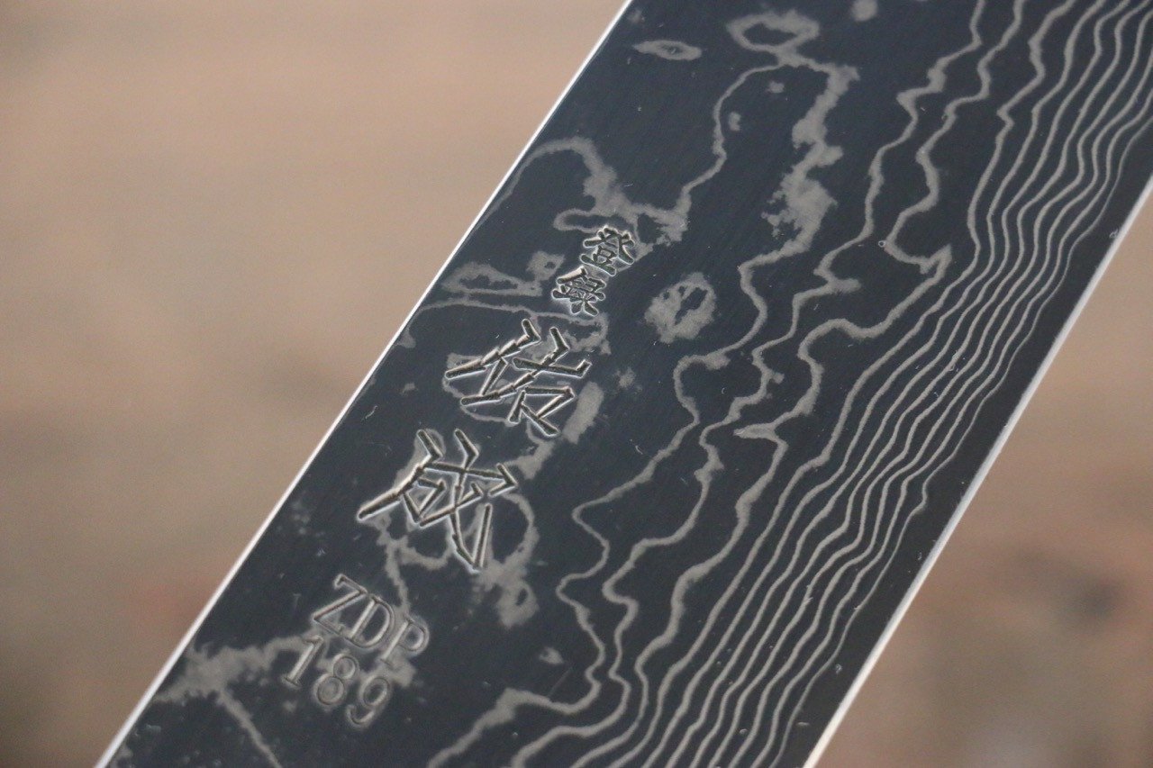 佑成 ZDP189 ダマスカス 切付牛刀包丁 240mm 紫檀柄 - 清助刃物