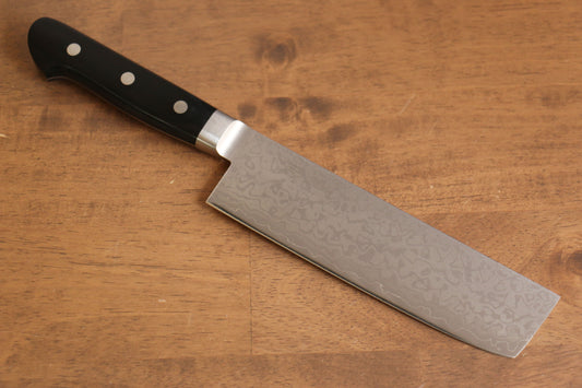 清助 V金10号 8層ダマスカス 磨き仕上げ 菜切包丁  165mm 黒合板柄 - 清助刃物