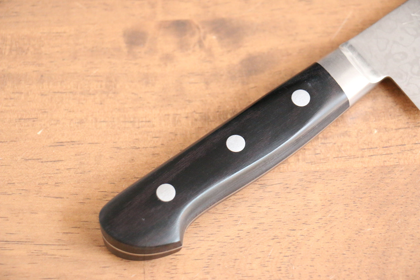 清助 V金10号 8層ダマスカス 磨き仕上げ 菜切包丁 165mm 黒合板柄 - 清助刃物