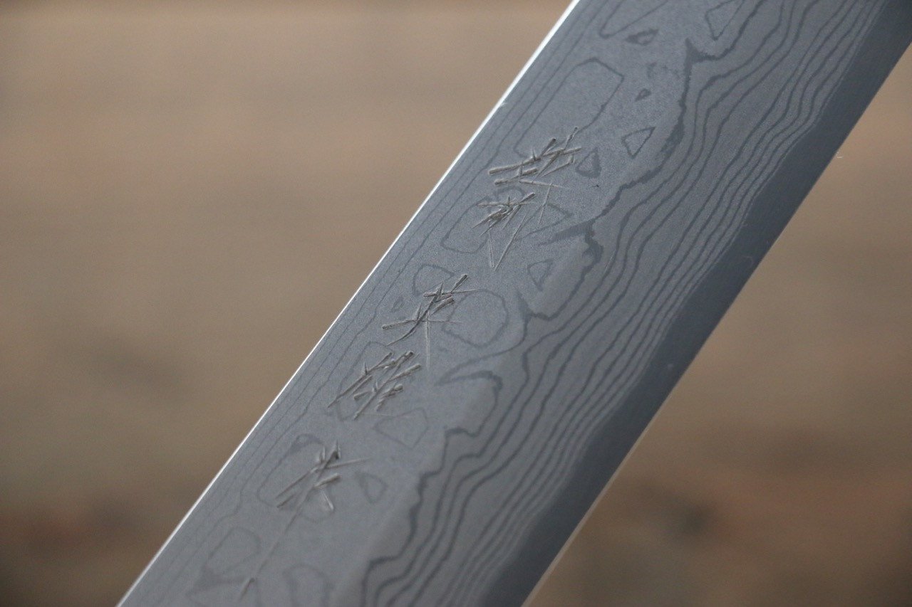 北岡 英雄 白ニ鋼 ダマスカス 切付柳刃包丁  270mm 紫檀柄 - 清助刃物