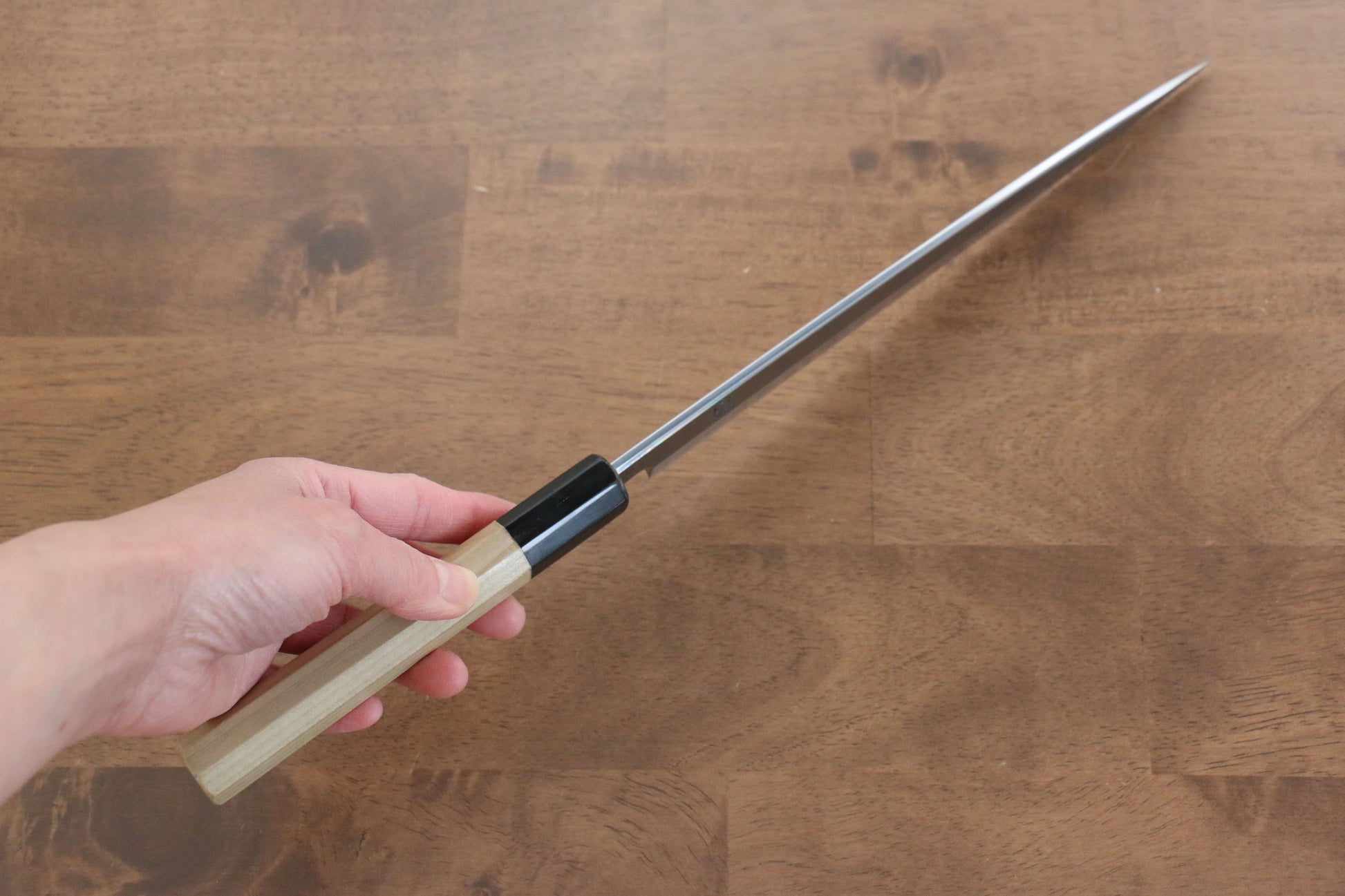 菊月 白ニ鋼 霞研 柳刃包丁  240mm 朴柄 - 清助刃物