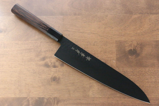 堺 孝行 黒影 V金10号 鎚目 テフロン加工 牛刀包丁 240mm ウエンジ柄 - 清助刃物
