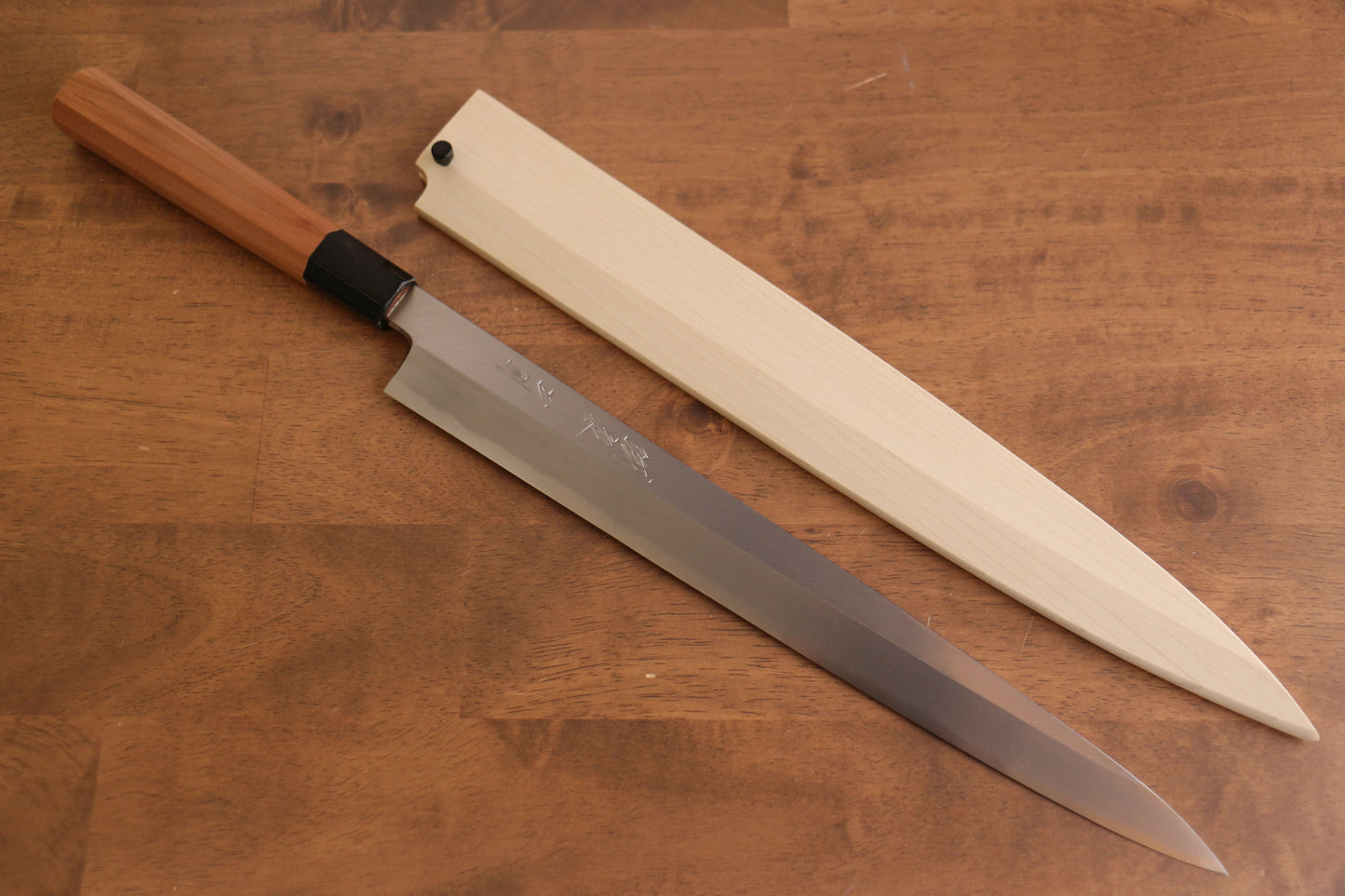鐵泉 田中作 玉鋼 柳刃包丁 315mm 山桜柄 鞘付き - 清助刃物