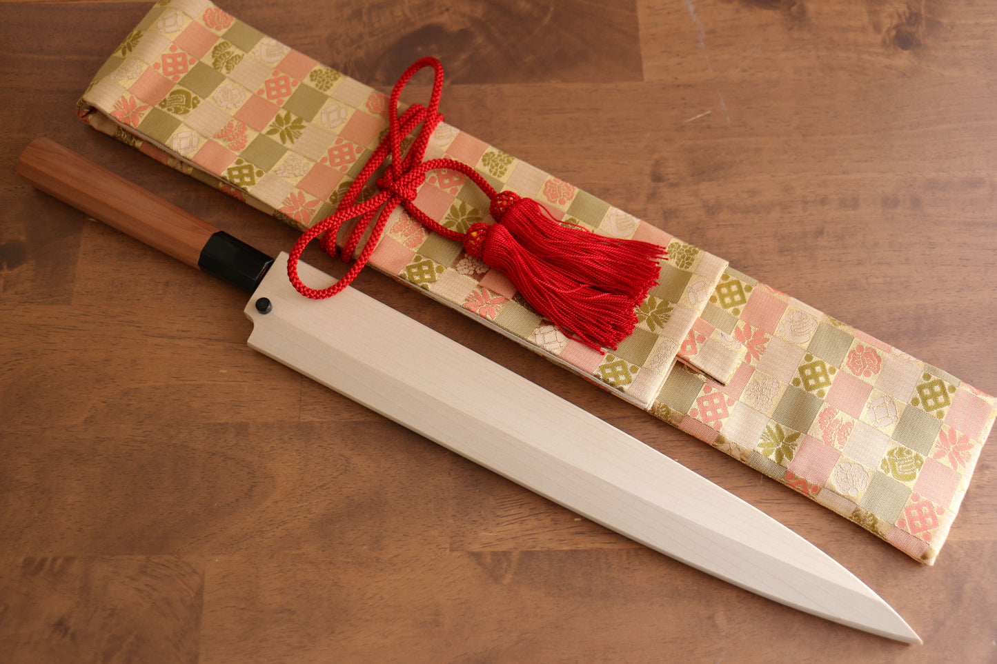 鐵泉 田中作 玉鋼 柳刃包丁 315mm 山桜柄 鞘付き - 清助刃物