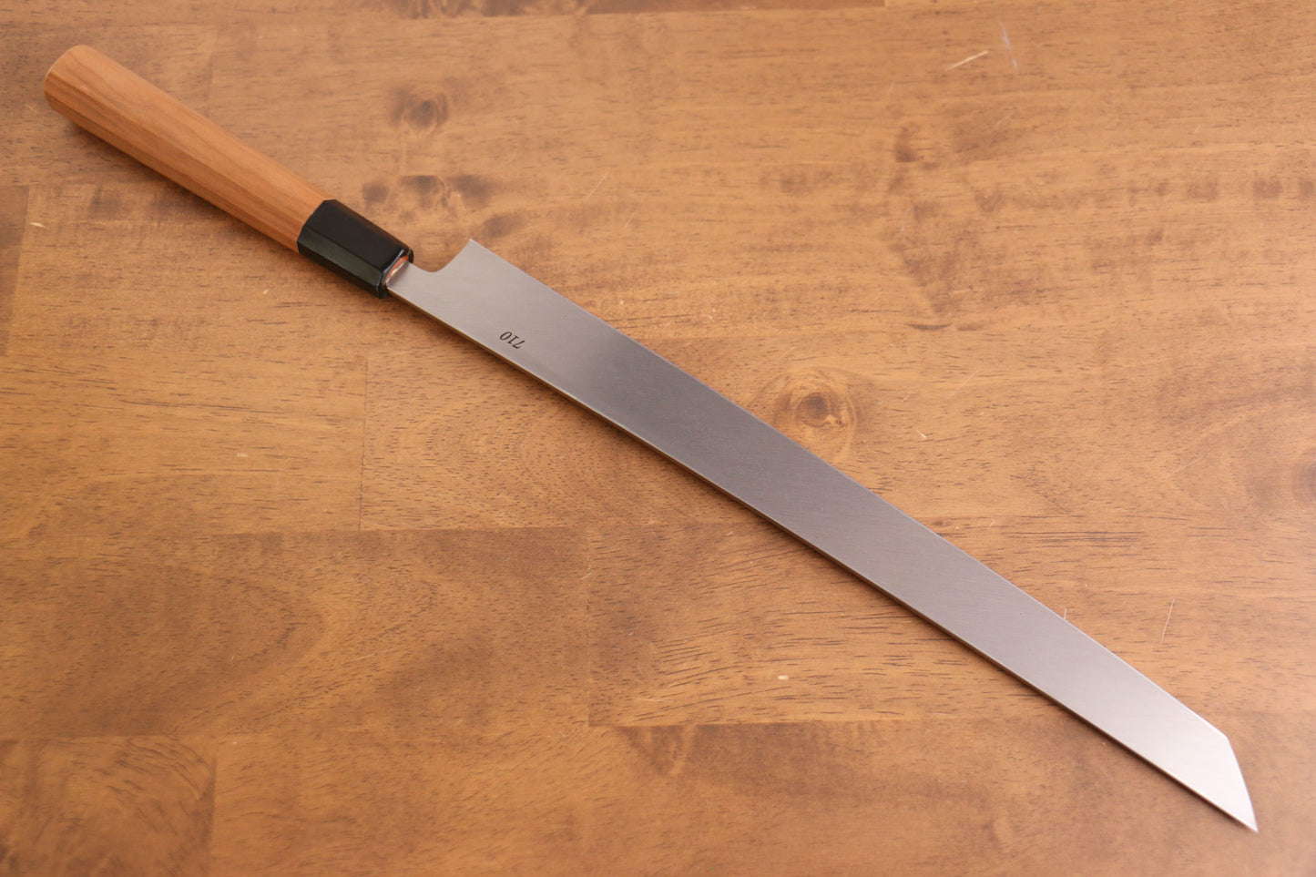 鐵泉 田中作 玉鋼 先丸柳刃包丁 315mm 山桜柄 鞘付き - 清助刃物