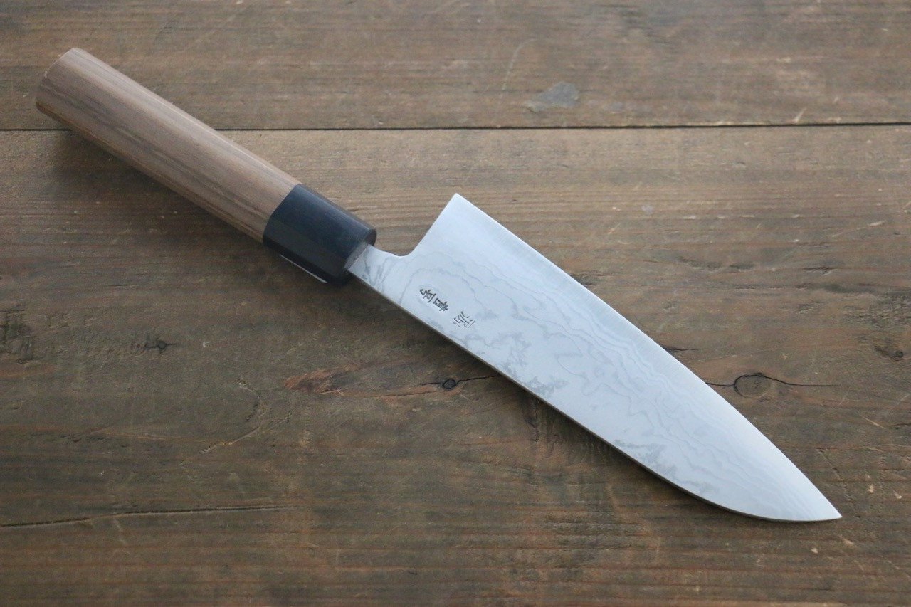 田中 誠貴 青ニ鋼 ダマスカス 三徳包丁 165mm ウォルナット柄 - 清助刃物