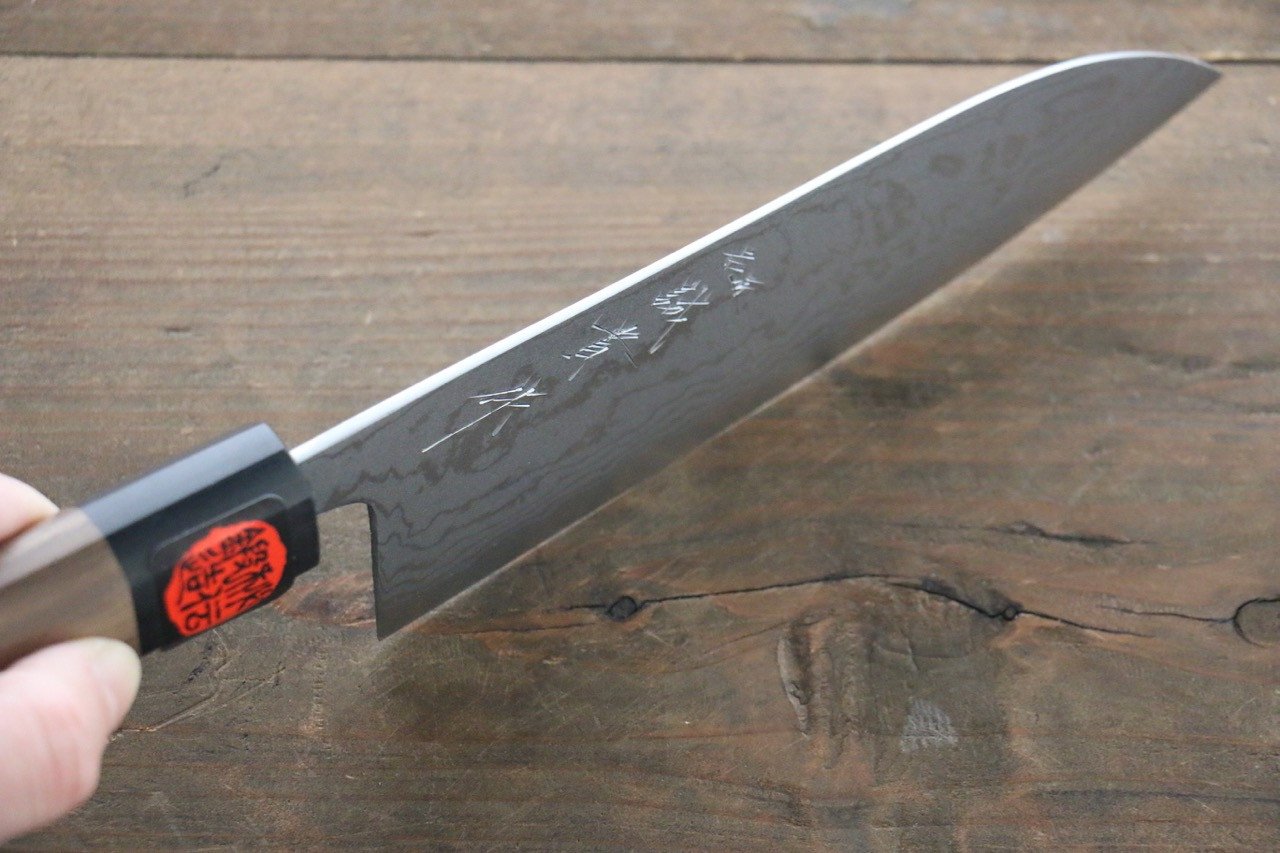 田中 誠貴 青ニ鋼 ダマスカス 三徳包丁 165mm ウォルナット柄 - 清助刃物