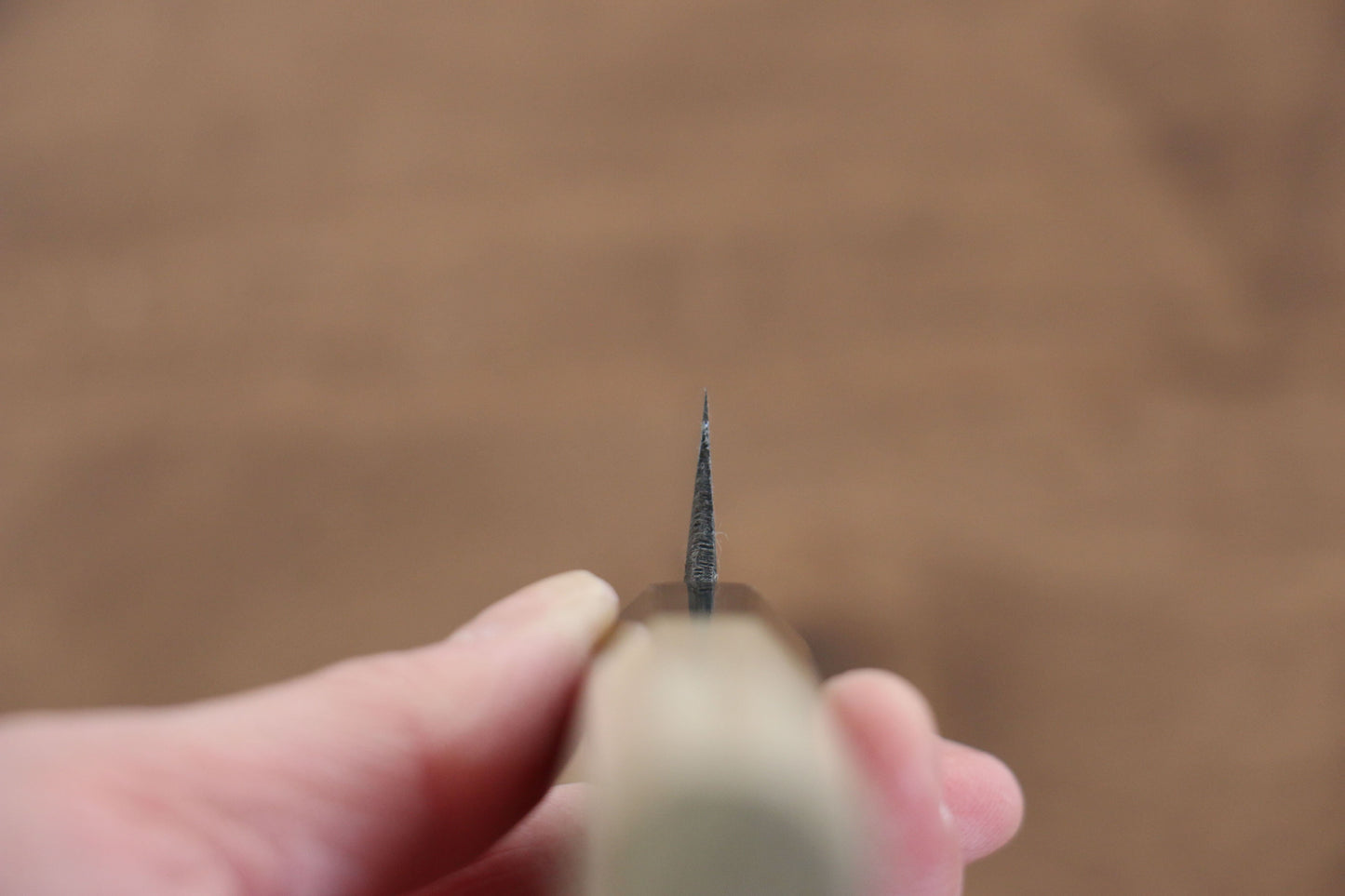 菊月 白ニ鋼 黒仕上げ 切付ペティナイフ 135mm 朴柄 - 清助刃物