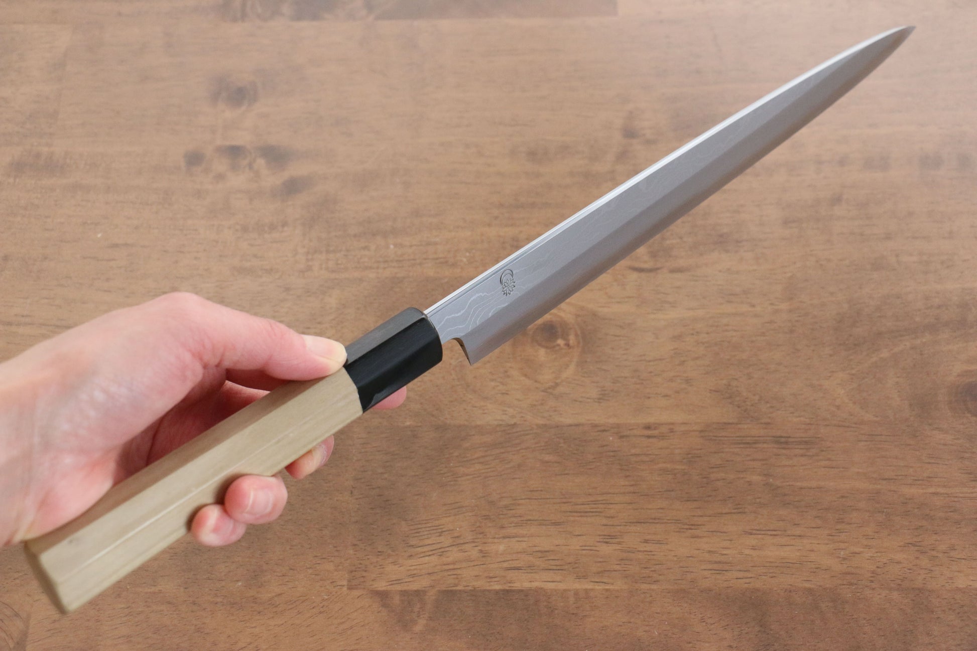 菊月 青一鋼 ダマスカス 柳刃包丁  270mm 朴柄 - 清助刃物