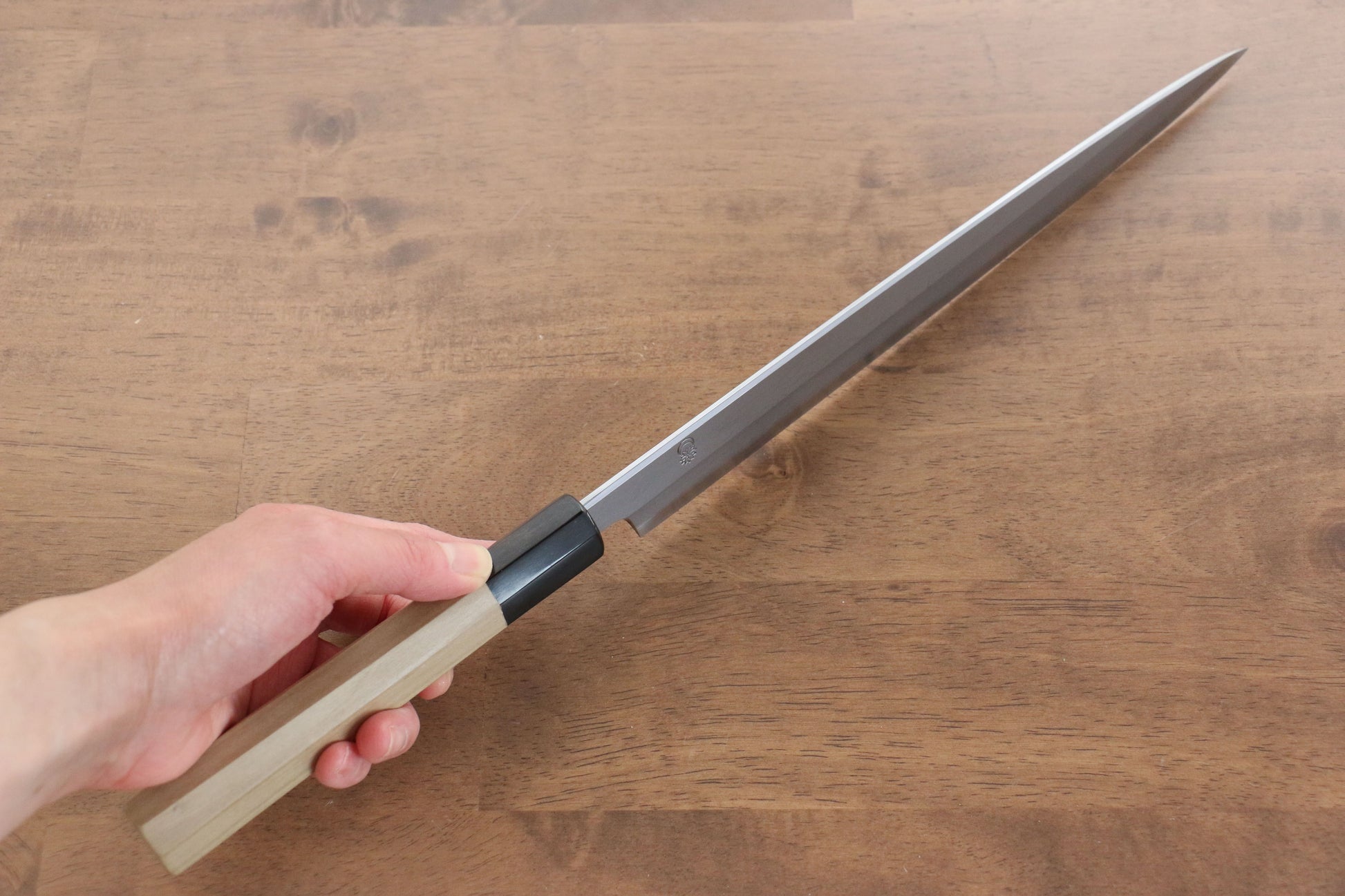 菊月 青一鋼 ダマスカス 柳刃包丁  270mm 朴柄 - 清助刃物