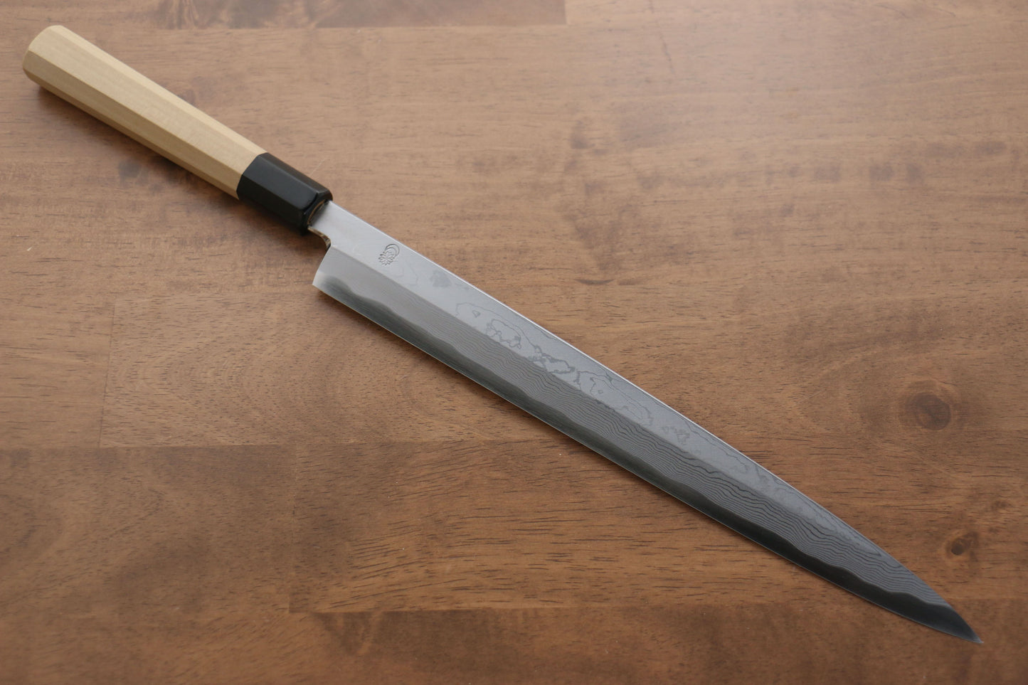 菊月 青一鋼 ダマスカス 柳刃包丁 300mm 朴柄 - 清助刃物