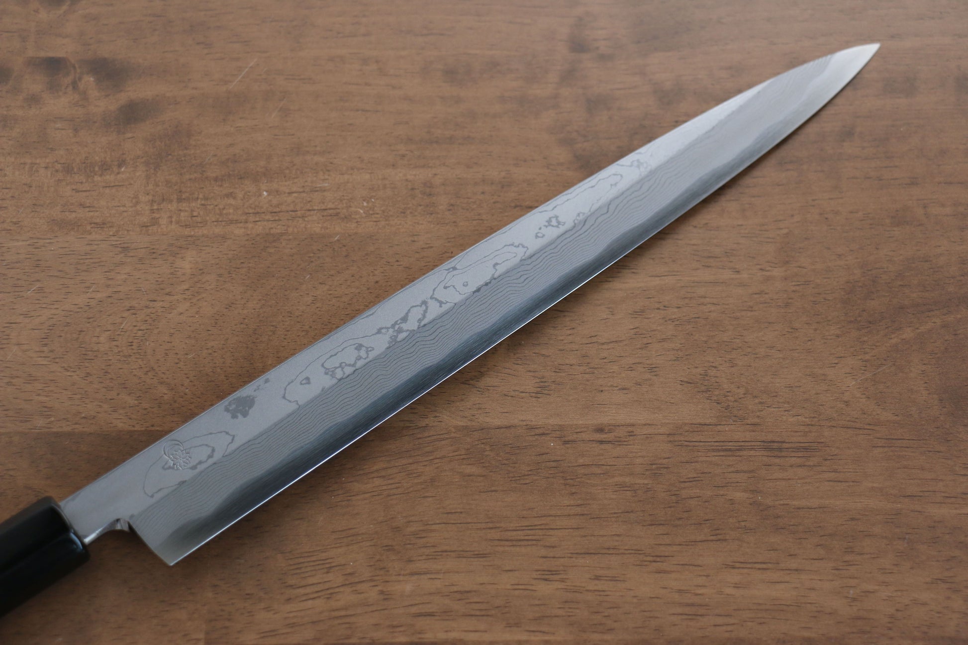 菊月 青一鋼 ダマスカス 柳刃包丁  300mm 朴柄 - 清助刃物