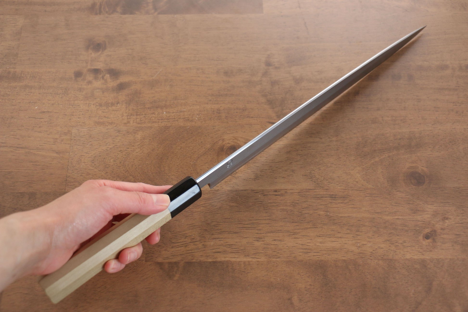 菊月 青一鋼 ダマスカス 柳刃包丁  300mm 朴柄 - 清助刃物