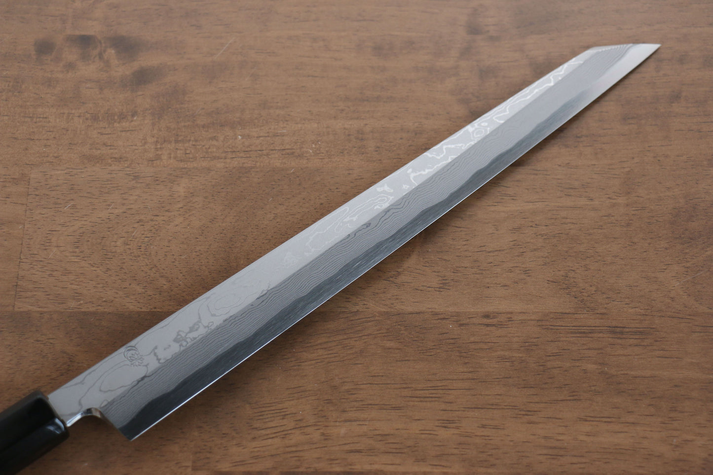 菊月 青一鋼 ダマスカス 切付柳刃包丁  300mm 朴柄 - 清助刃物