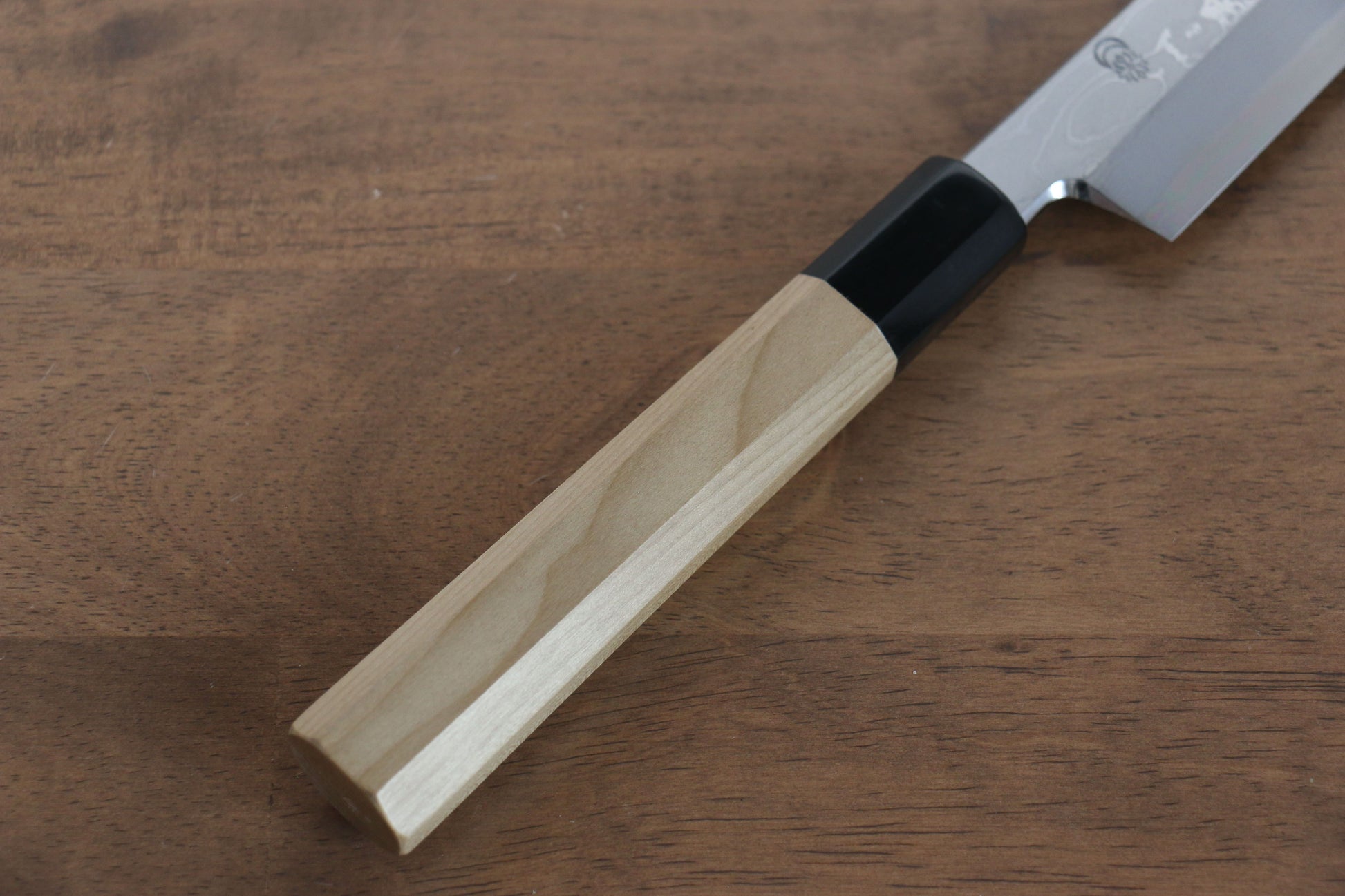 菊月 青一鋼 ダマスカス 切付柳刃包丁  300mm 朴柄 - 清助刃物