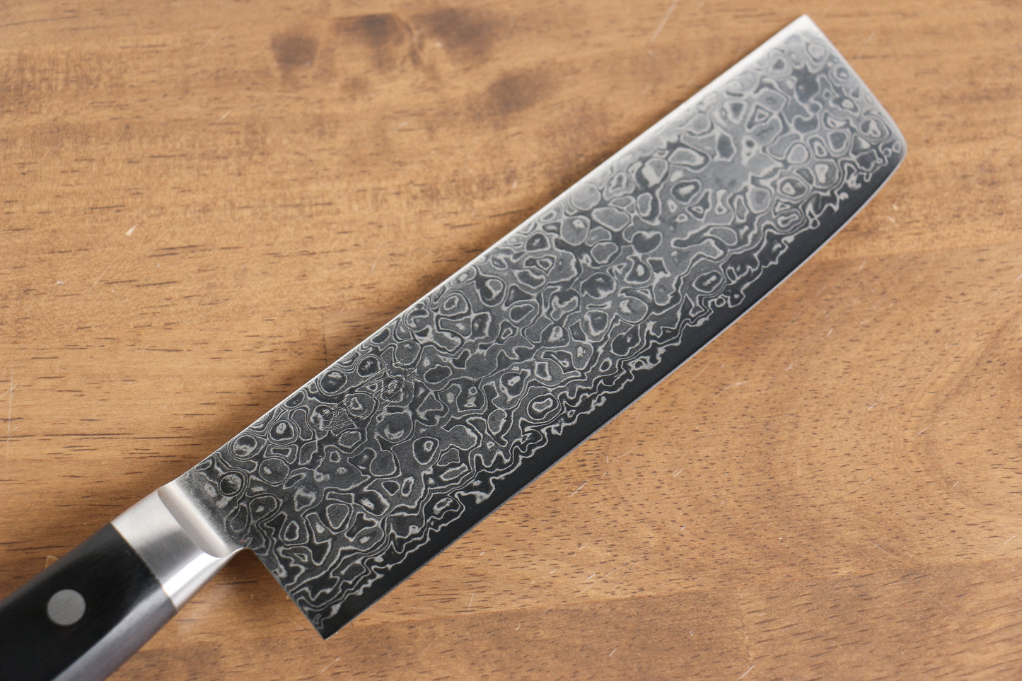 清助 鏡 AUS10 鏡面仕上げ ダマスカス 菜切包丁 170mm 黒合板柄 - 清助刃物