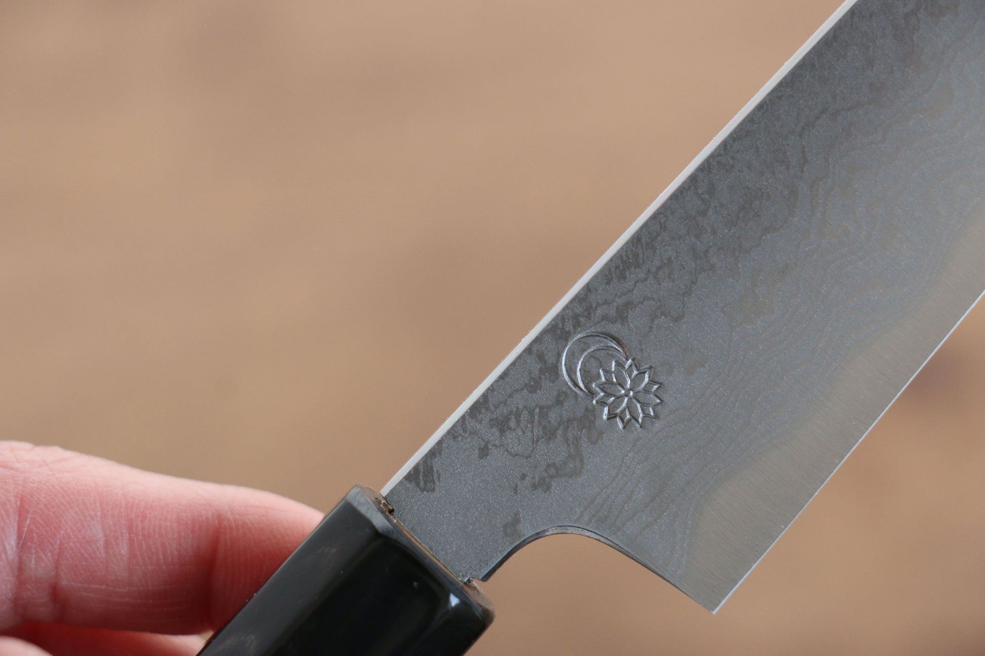 菊月 青一鋼 ダマスカス ペティーナイフ  150mm 朴柄 - 清助刃物