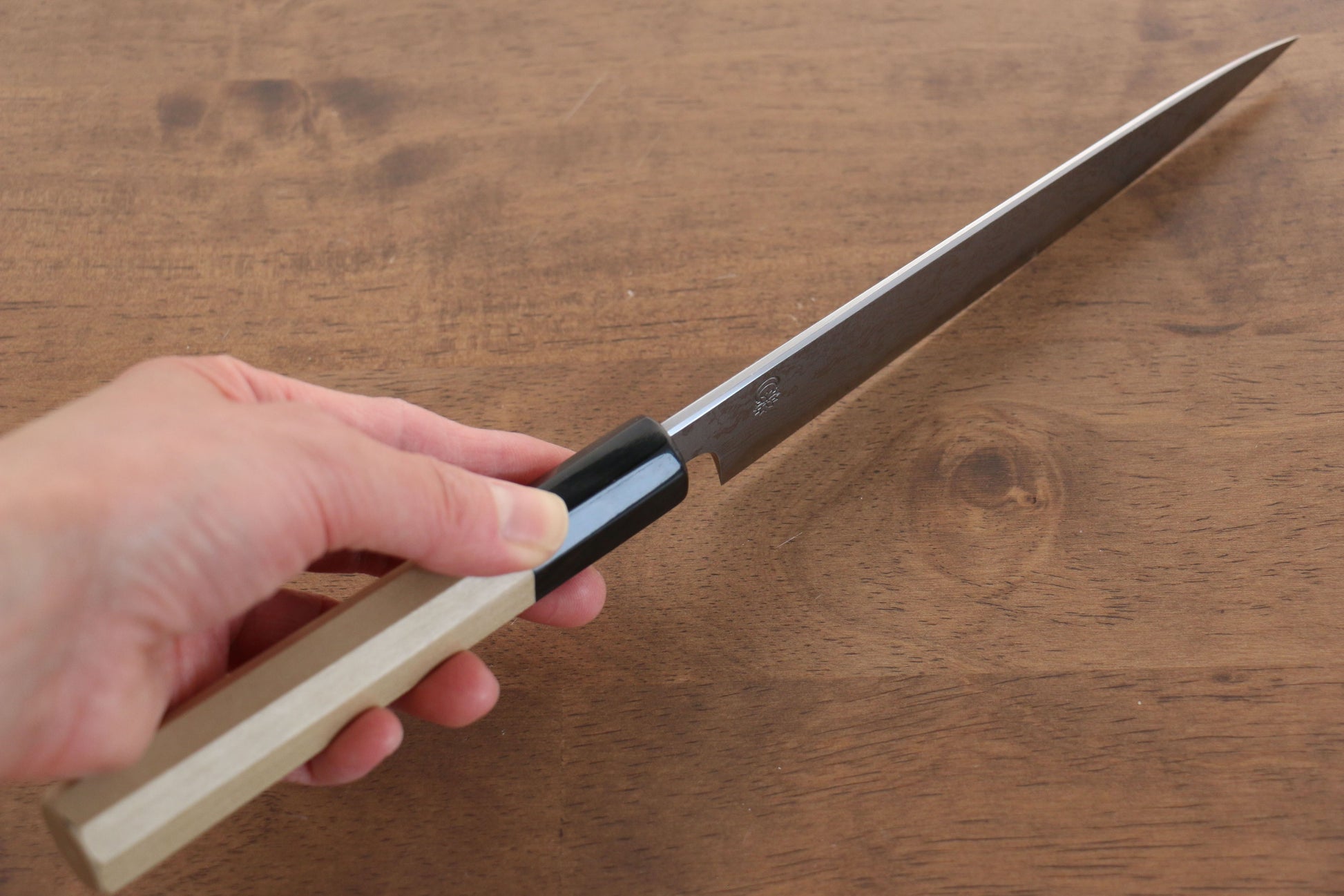 菊月 青一鋼 ダマスカス ペティーナイフ  150mm 朴柄 - 清助刃物