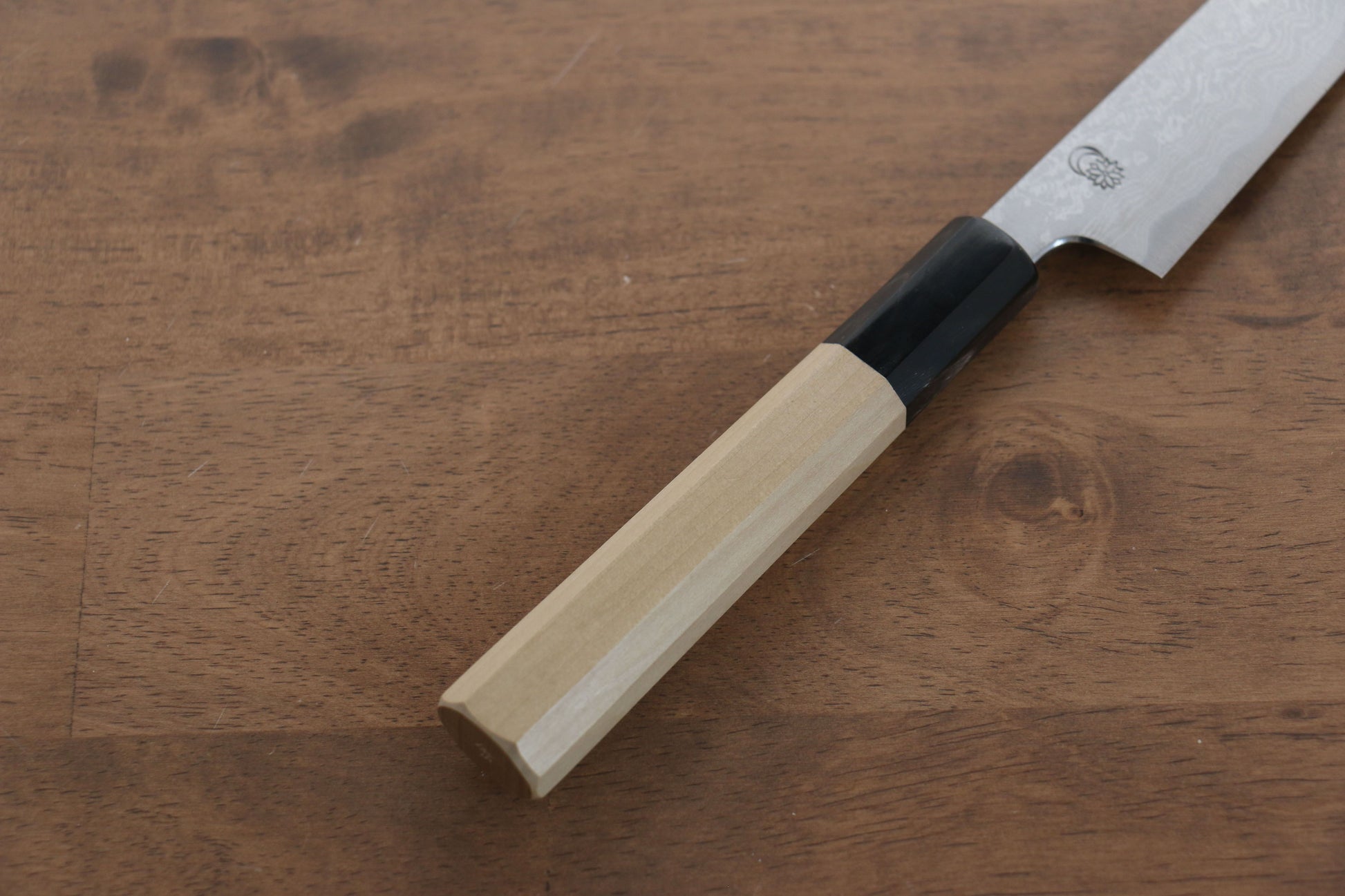 菊月 青一鋼 ダマスカス ペティーナイフ  150mm 朴柄 - 清助刃物