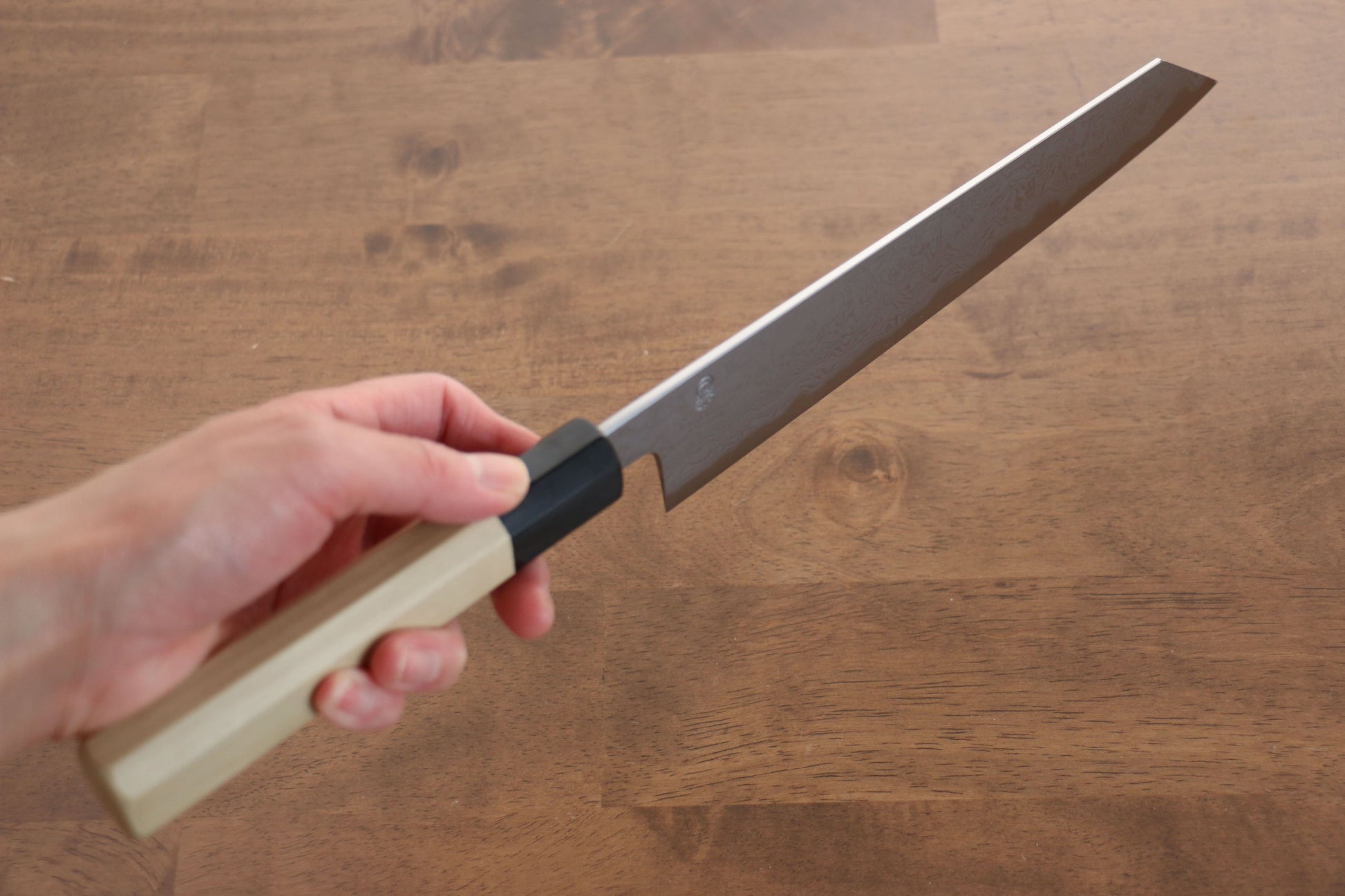 菊月 青一鋼 ダマスカス 切付牛刀包丁  240mm 朴柄 - 清助刃物