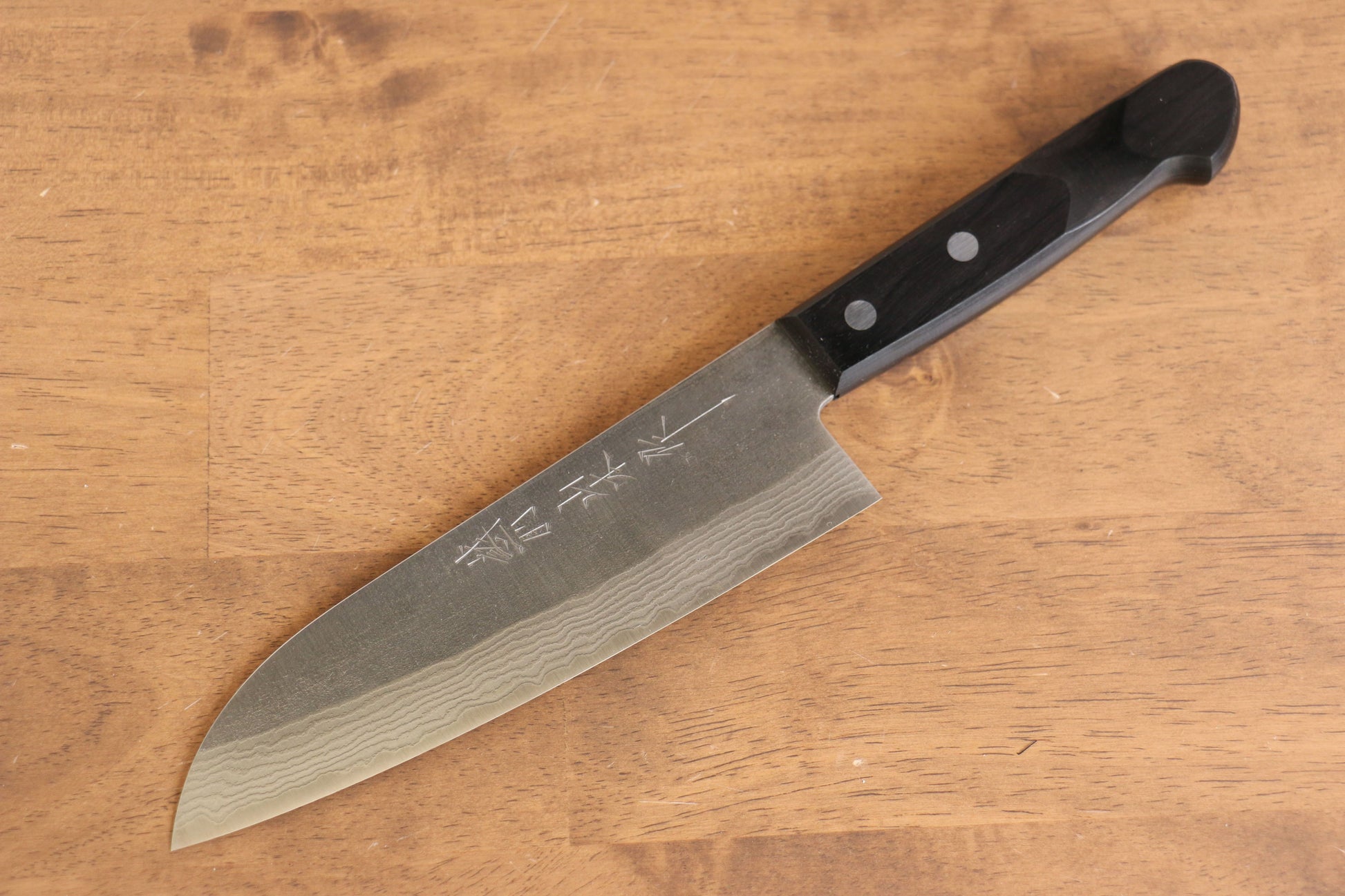 山本 直 SRS13 梨地 ダマスカス 三徳包丁  170mm 黒合板柄 - 清助刃物
