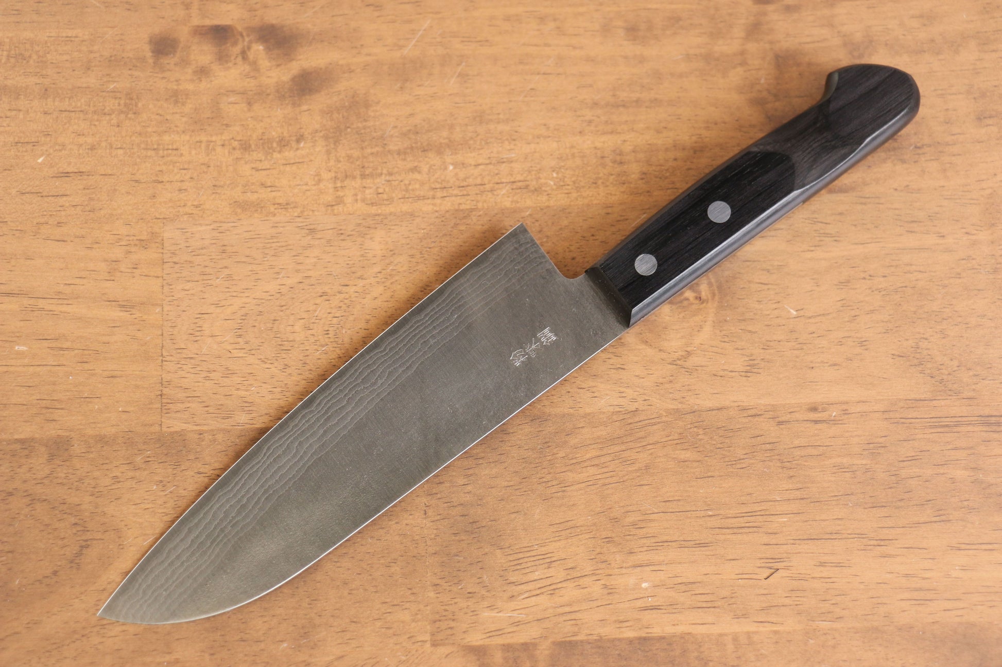 山本 直 SRS13 梨地 ダマスカス 三徳包丁  170mm 黒合板柄 - 清助刃物